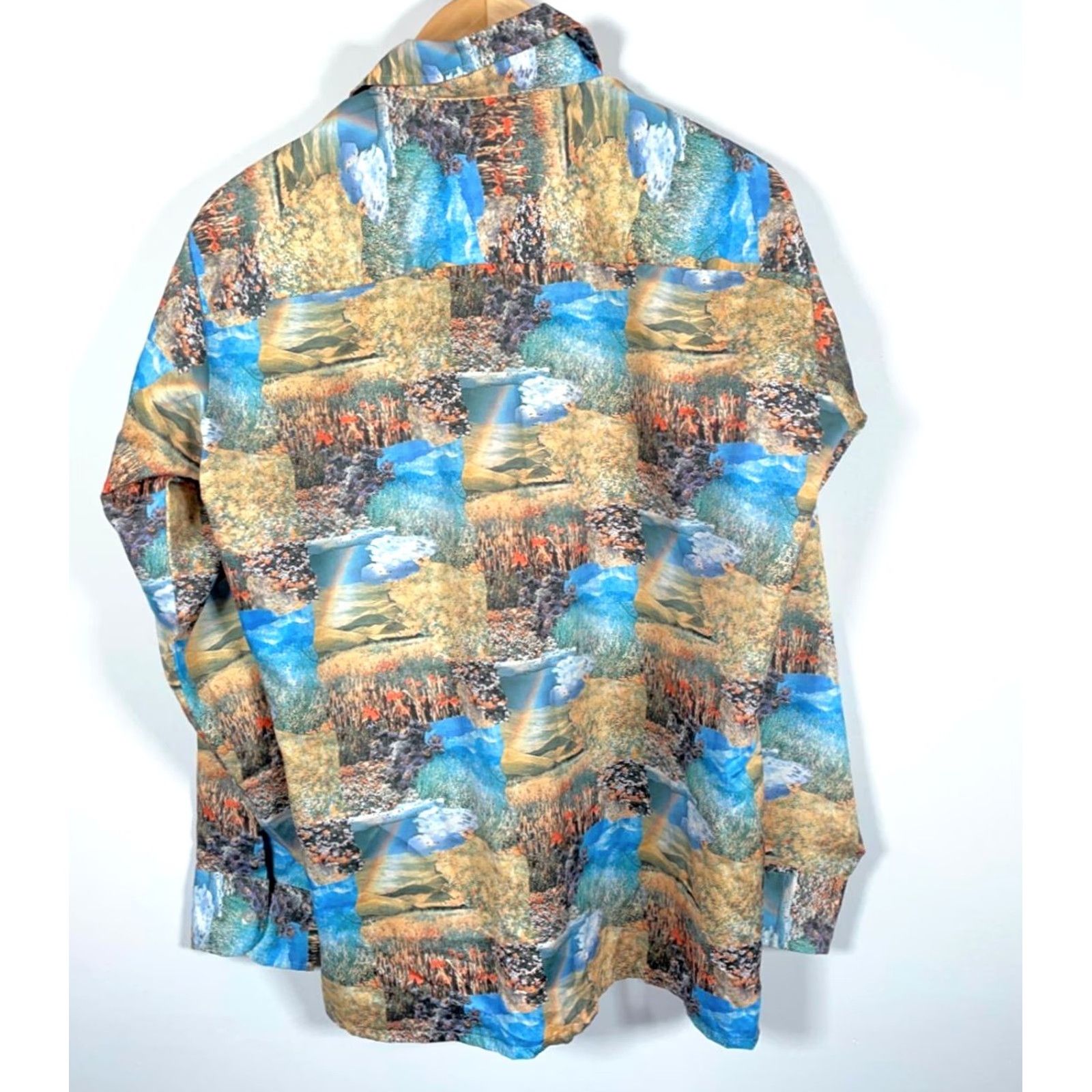 Arrow VINTAGE Arrow Shirt Mens Large 70s Joe Namath Collared Button-Up Blue Geometric Pattern Multi-Theme Nature Motif Size US L / EU 52-54 / 3 - 2 Thumbnail