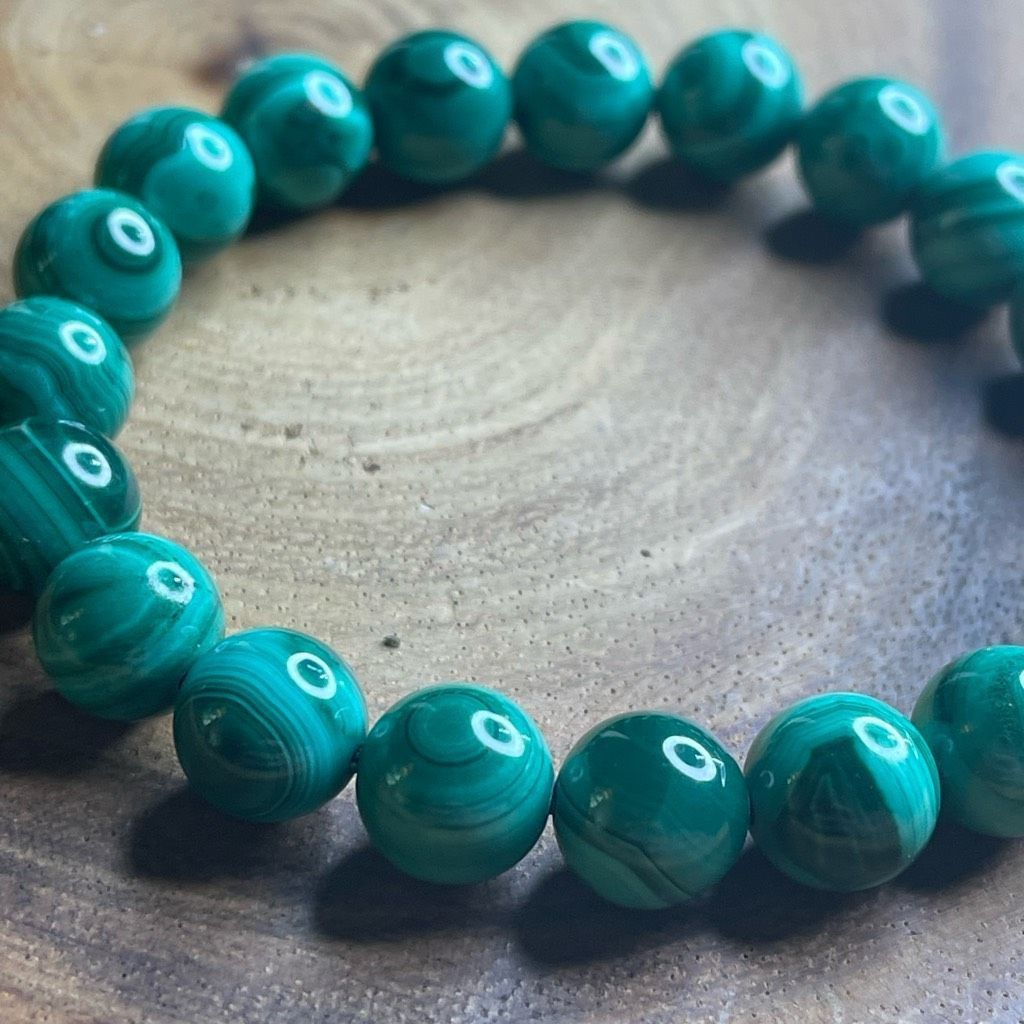 Other Malachite green circles orbs stretch beaded bracelet 7” crystal healing beads 8mm growth optimism transformation Size ONE SIZE - 4 Thumbnail