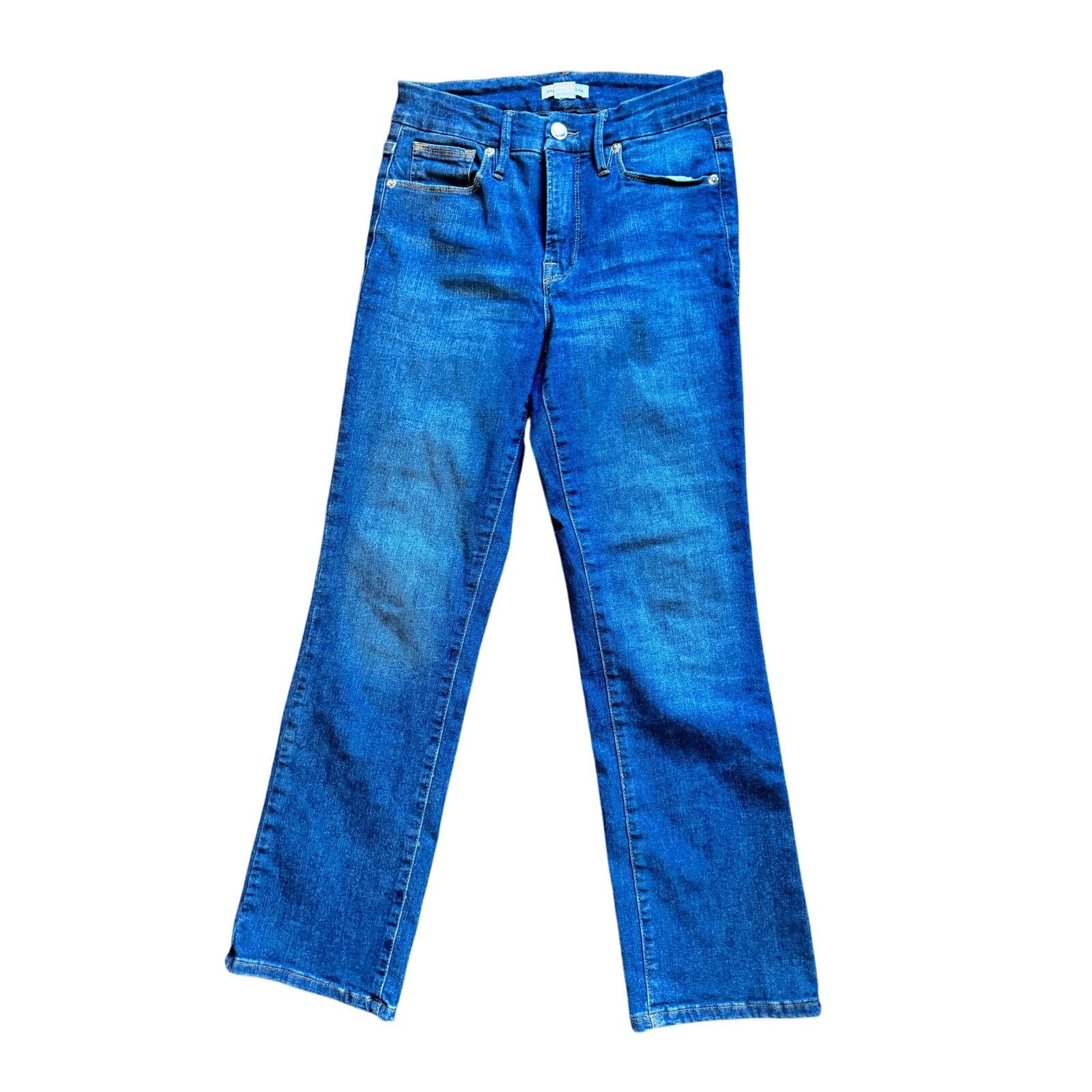 Good American Good American Stretch PETITE STRAIGHT JEANS Size 2/26 Size 26" / US 2 / IT 38 - 6 Thumbnail