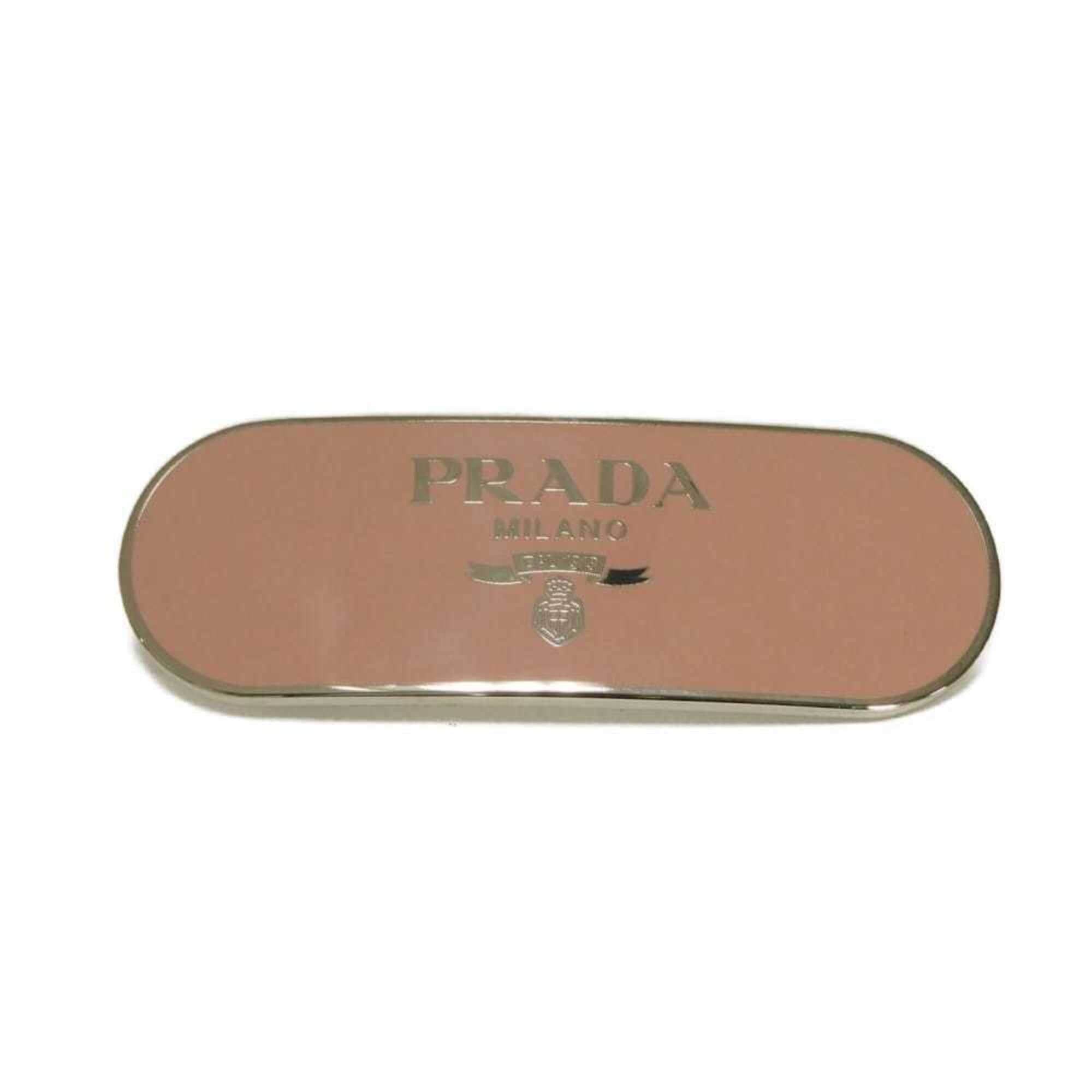 Prada Prada Barrette Logo Metal Hair Clip Enamel Pastel Pink Stainless Steel Silver Petalo 1IF022 2BA6 F0442 Women's Size ONE SIZE - 1 Thumbnail
