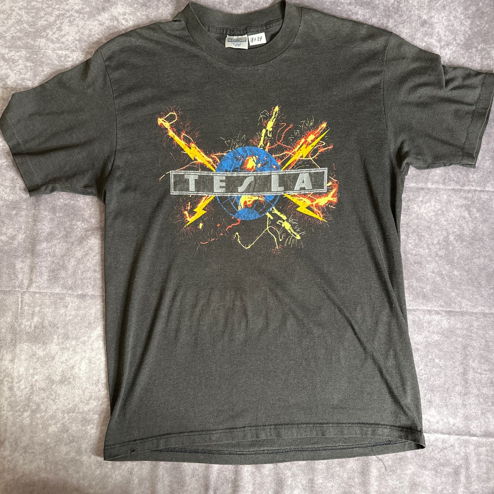 image of Unkwn Vintage 1987 Tesla Single Stitch T-Shirt in Black, Men's (Size XL)