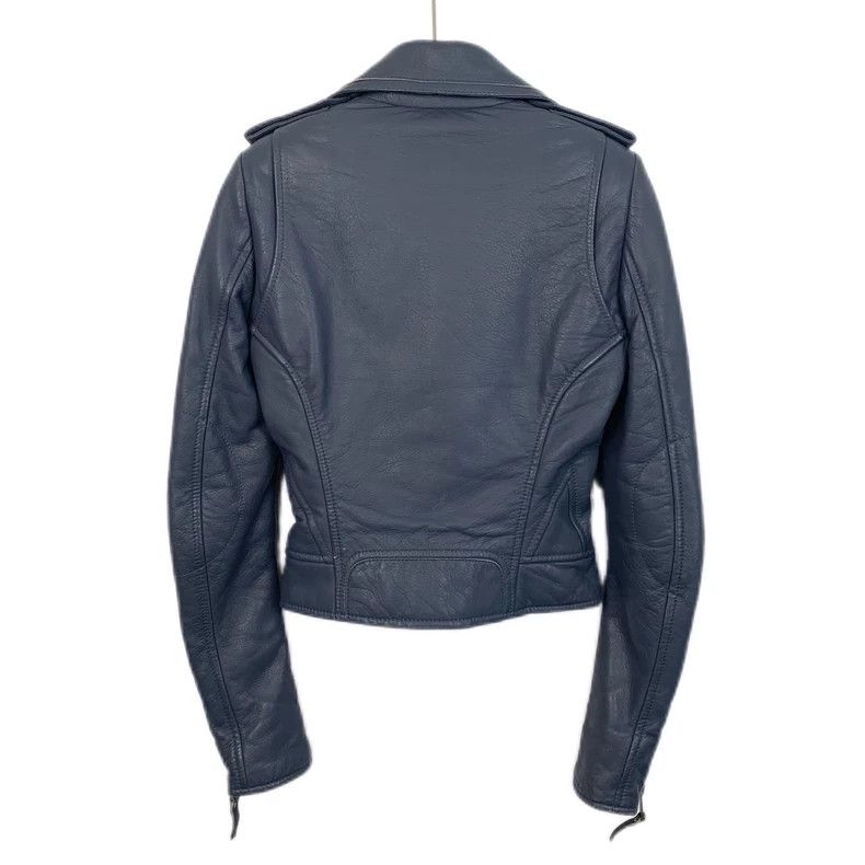 Balenciaga Balenciaga size 34 Haze Blue Lapel Zipper Motorcycle Leath Size XXS / US 00 / IT 34 - 2 Thumbnail
