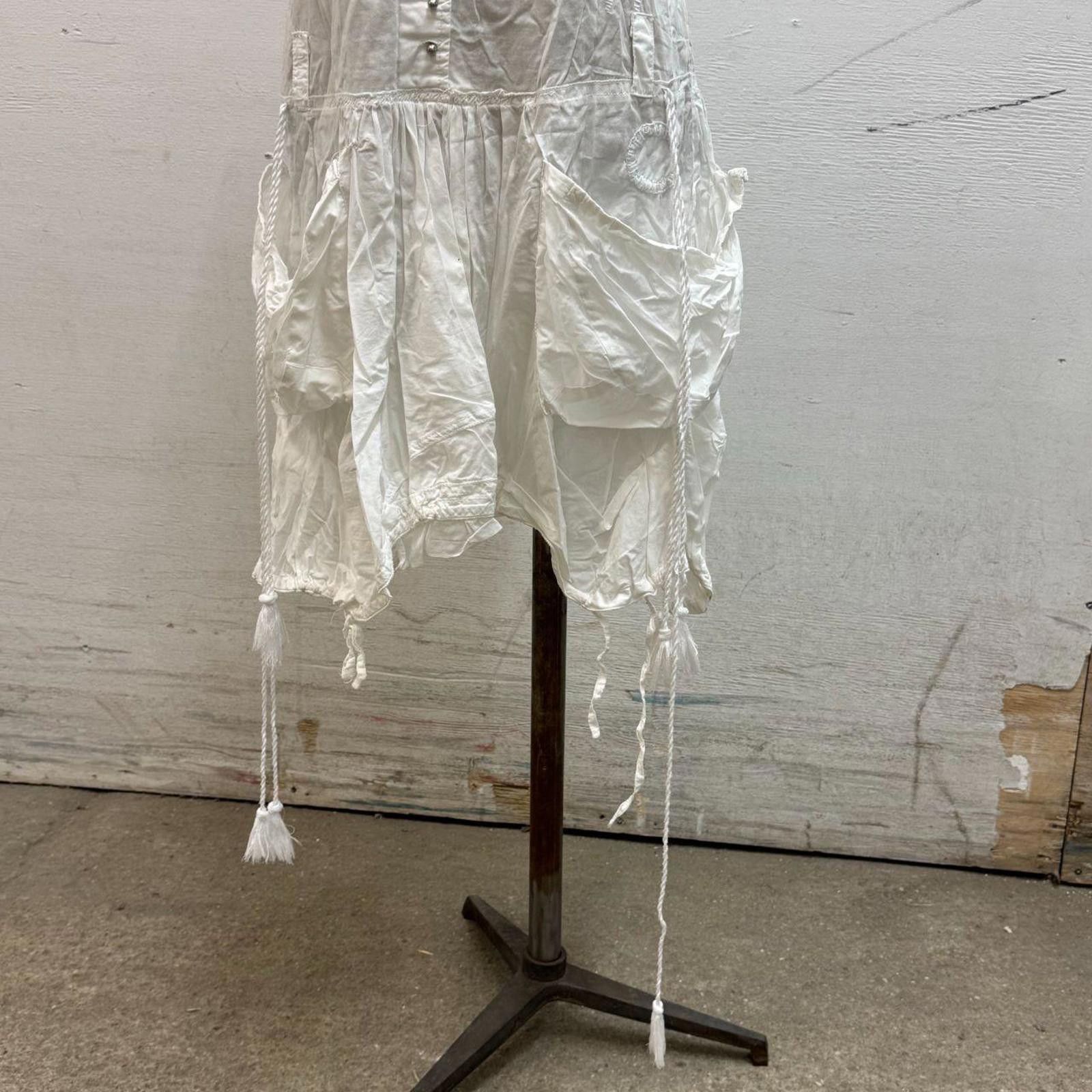Other Vintage La Mode Est à Vous White Cotton Parachute Dress Size S / US 4 / IT 40 - 3 Thumbnail