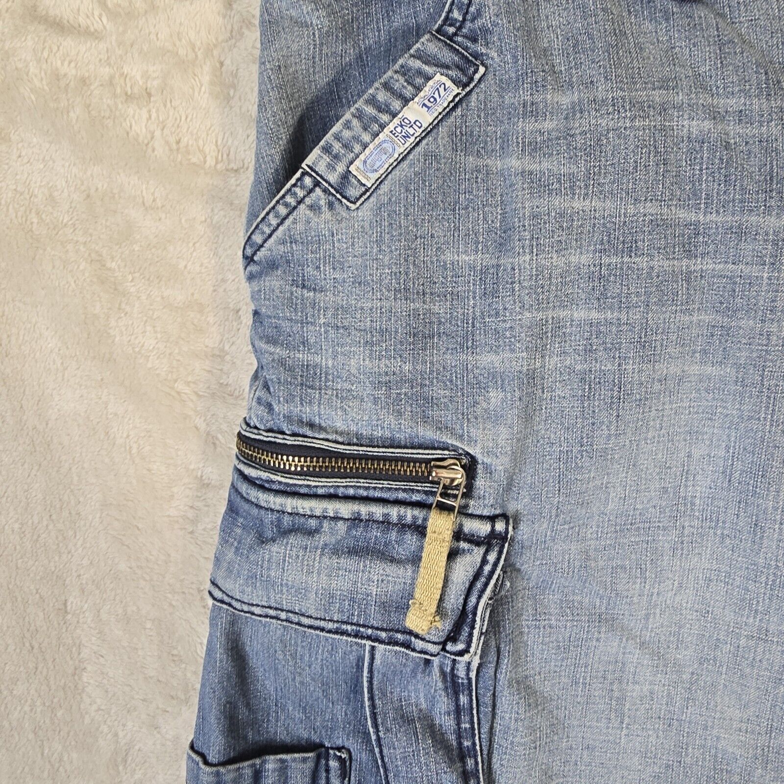 Ecko Unltd. Vtg Ecko Unltd Denim Shorts Mens 40 Blue Baggy Cargo Y2K Size US 40 / EU 56 - 4 Thumbnail