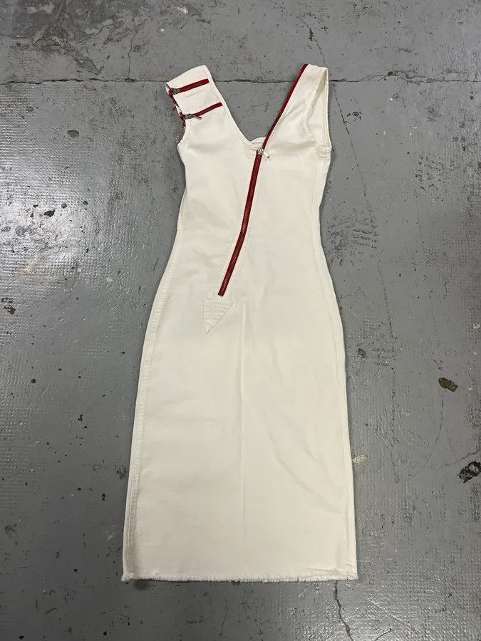 Vintage 2000s Plein Sud Red Zip White Dress Size XS / US 0-2 / IT 36-38 - 4 Thumbnail
