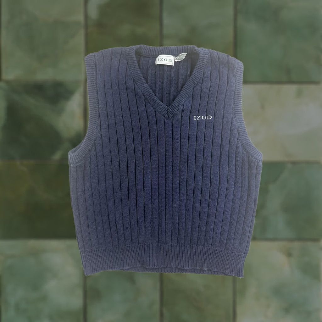 Izod VINTAGE IZOD Sweater Vest Mens Medium Blue V Neck Cotton Knit Golf Pullover USA Size US M / EU 48-50 / 2 - 1 Thumbnail