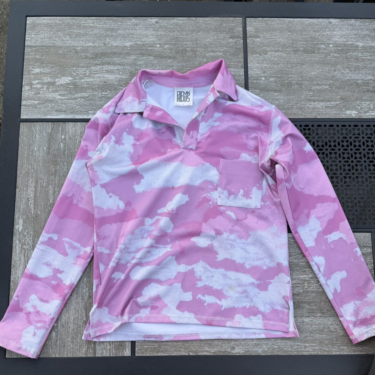 Phlemuns Pink Shirred Cloud Long Sleeve Polo Size US L / EU 52-54 / 3 - 1 Thumbnail