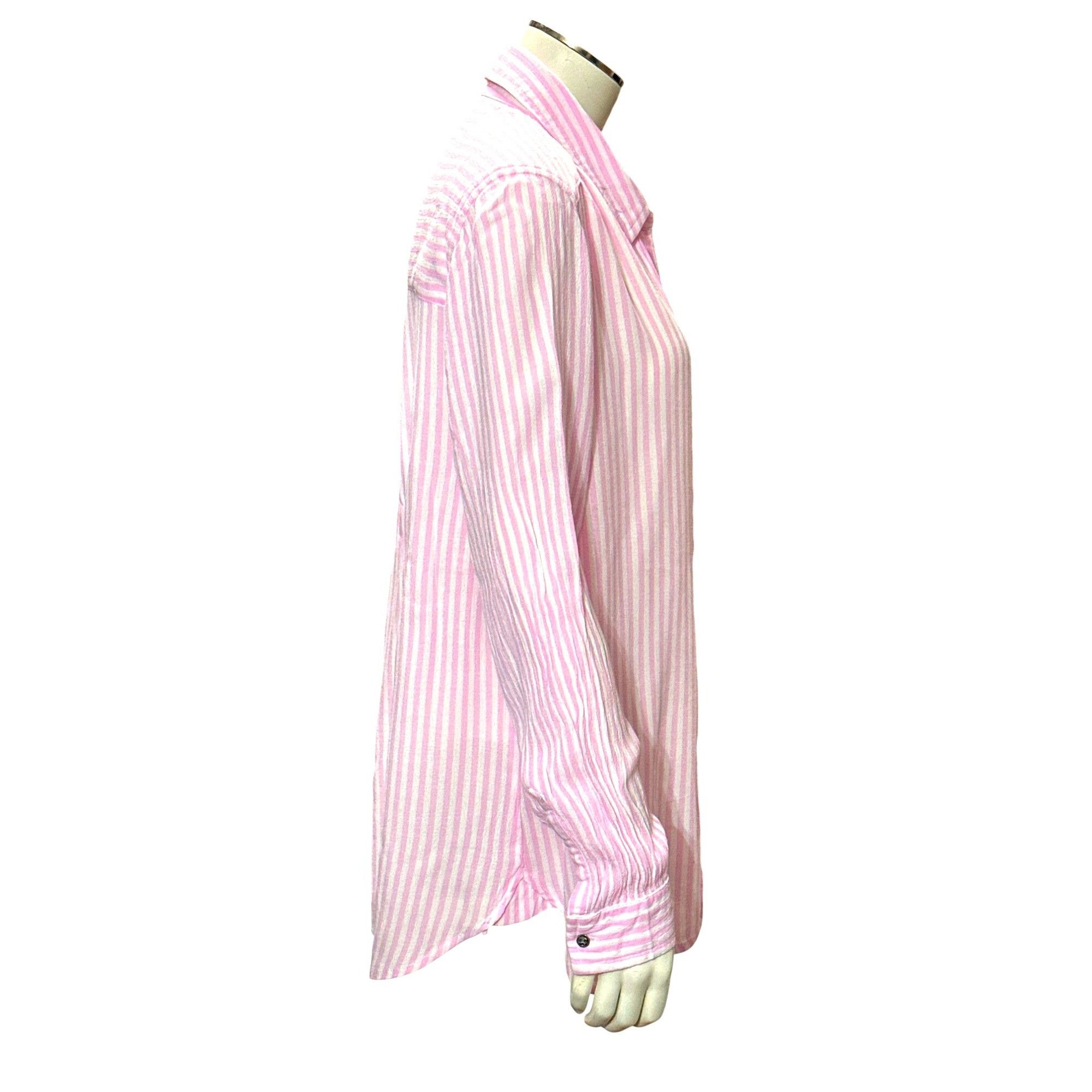 Other CCC Luxurious Cozy Fabrics Pink White Striped Long Sleeve Bu Size M / US 6-8 / IT 42-44 - 4 Thumbnail