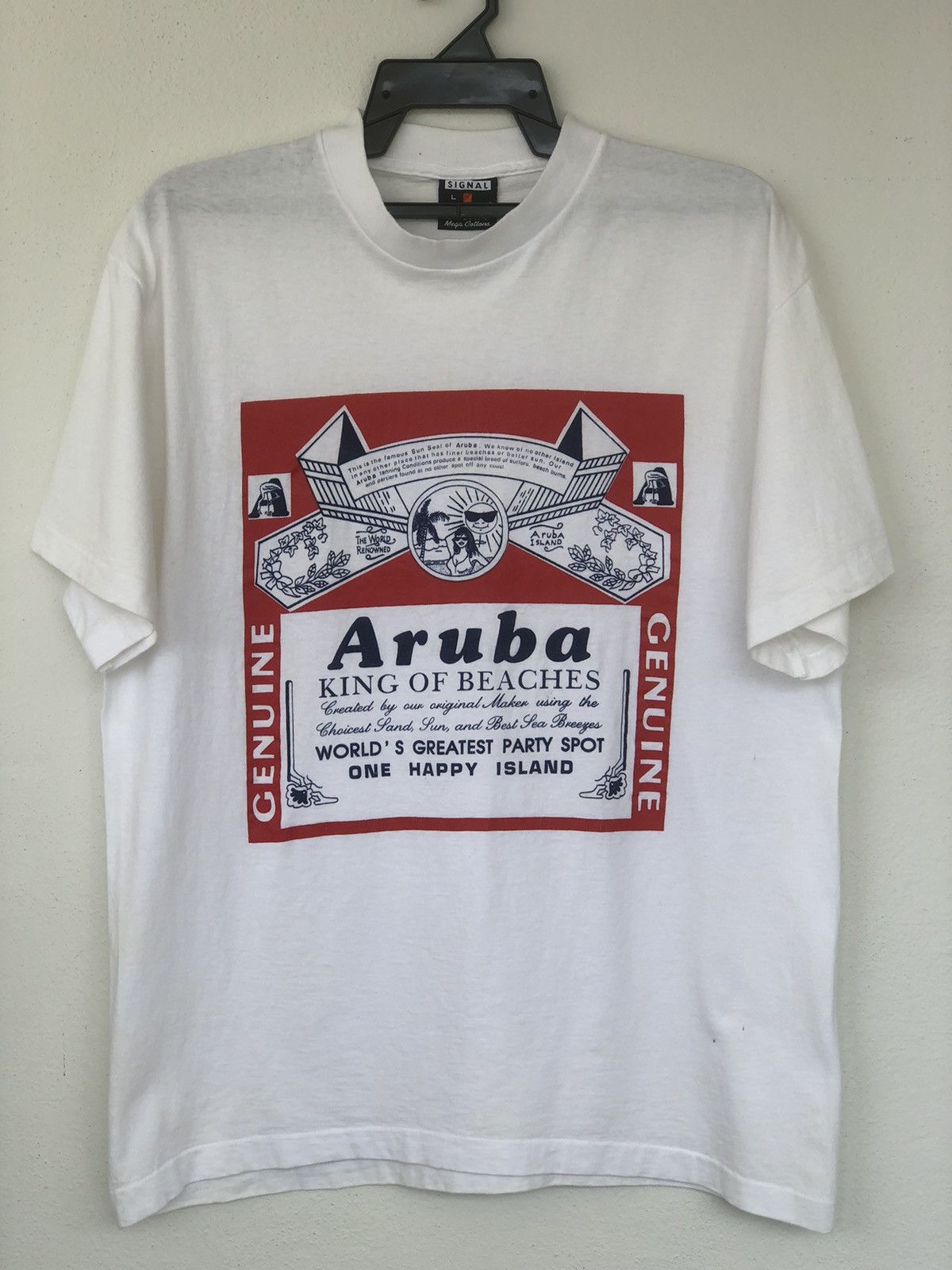 Vintage Vintage 90s Aruba King Of Beach Surfing Tee Size US L / EU 52-54 / 3 - 2 Thumbnail