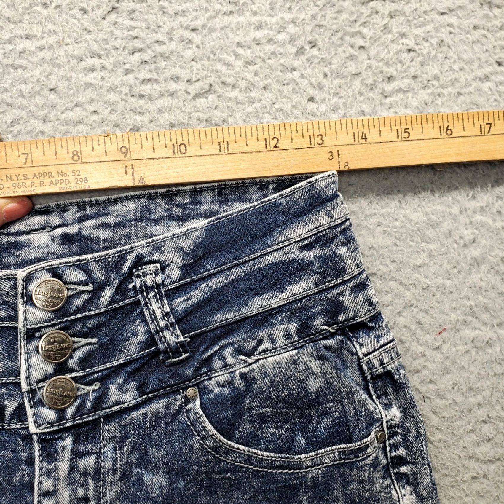 Denime IRIS Jeans Women Size 07 Multi Denim Acid Wash Skinny Fit Low Waist 3 Button Fly Womens Size 07 Denim Jeans Size 28" / US 6 / IT 42 - 5 Thumbnail