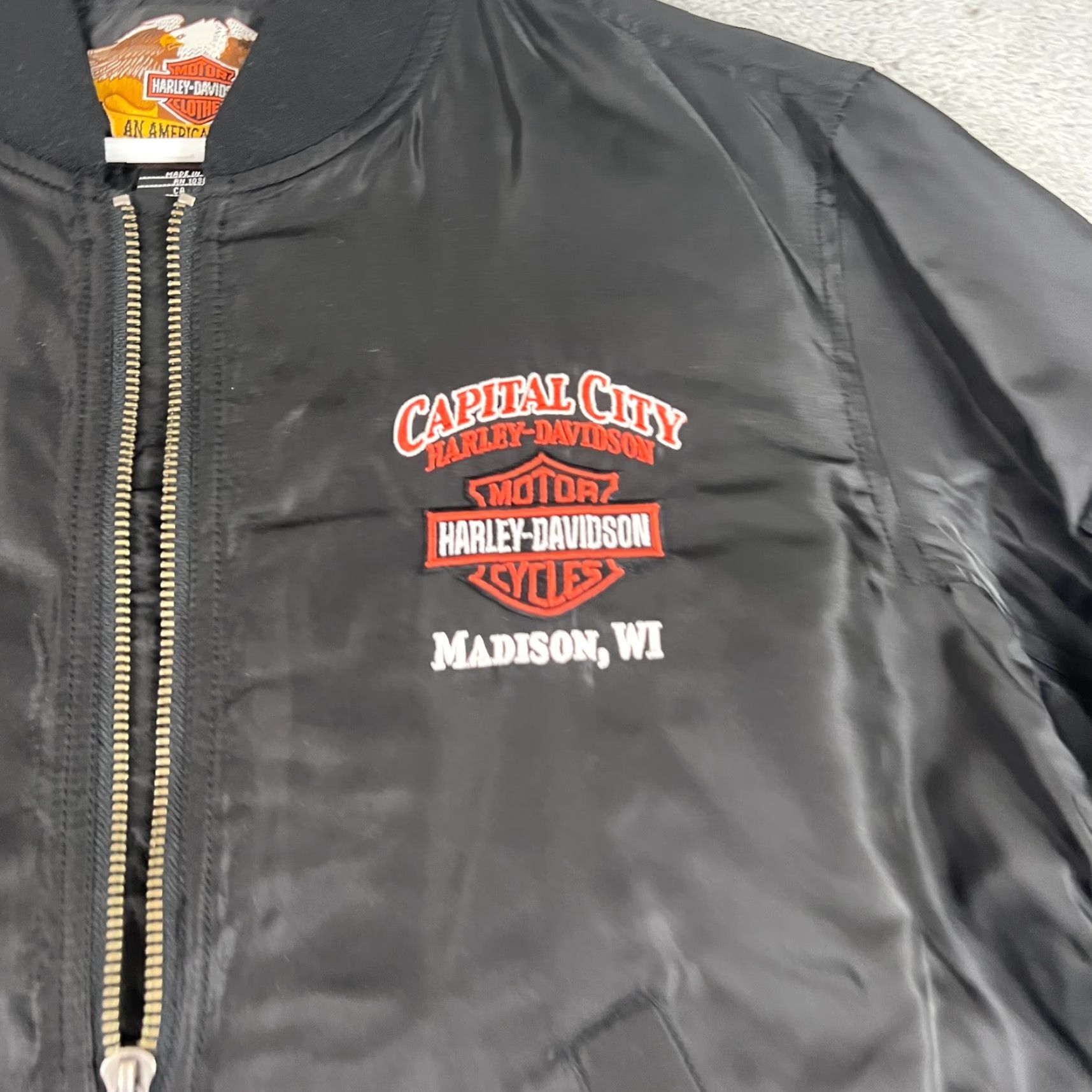 Harley Davidson VTG Harley-Davidson Jacket Windbreaker Medium M Black Nylon Lined Zip Snap Logo Embroidered Biker Fashion Size US M / EU 48-50 / 2 - 3 Thumbnail