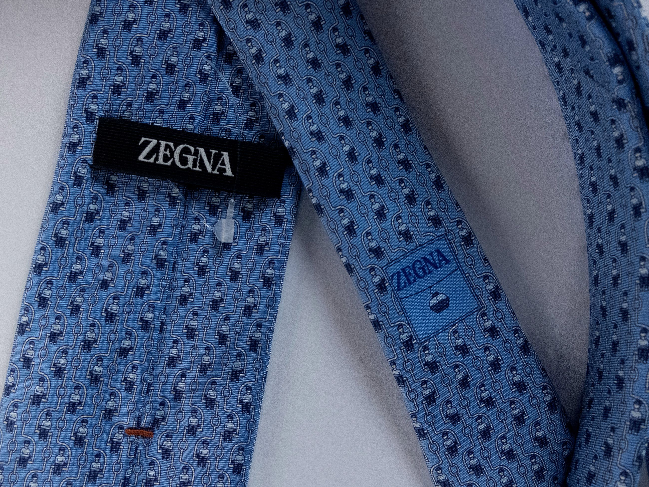 Ermenegildo Zegna ZEGNA blue skier in ski lift print silk tie authentic NWT Size ONE SIZE - 3 Thumbnail