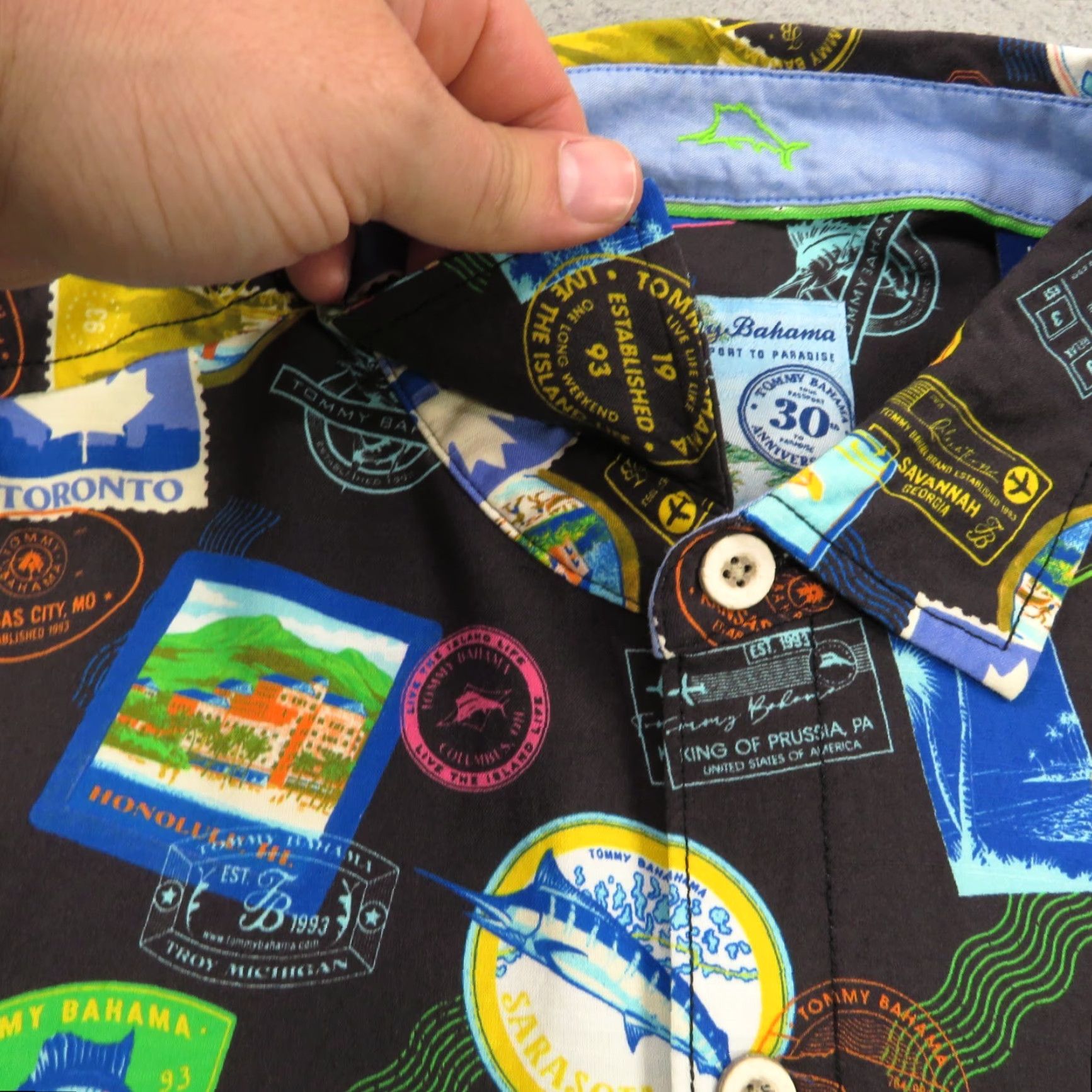 Tommy Bahama Tommy Bahama Shirt L Mens 30th Anniversary All Over Print AOP Camp Hawaiian Button-Up Short Sleeve Casual Camp Hawaiian Beach Aloha Mens Size US L / EU 52-54 / 3 - 4 Thumbnail