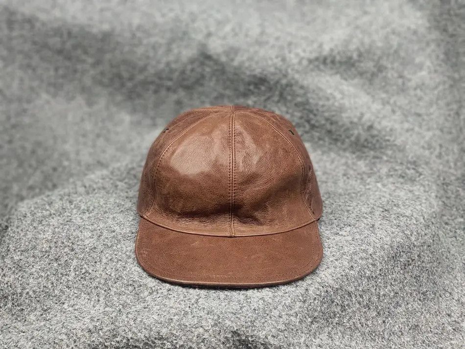 Vintage Vintage Brown Genuine Leather Baseball hat Design cap Unisex Size ONE SIZE - 1 Thumbnail