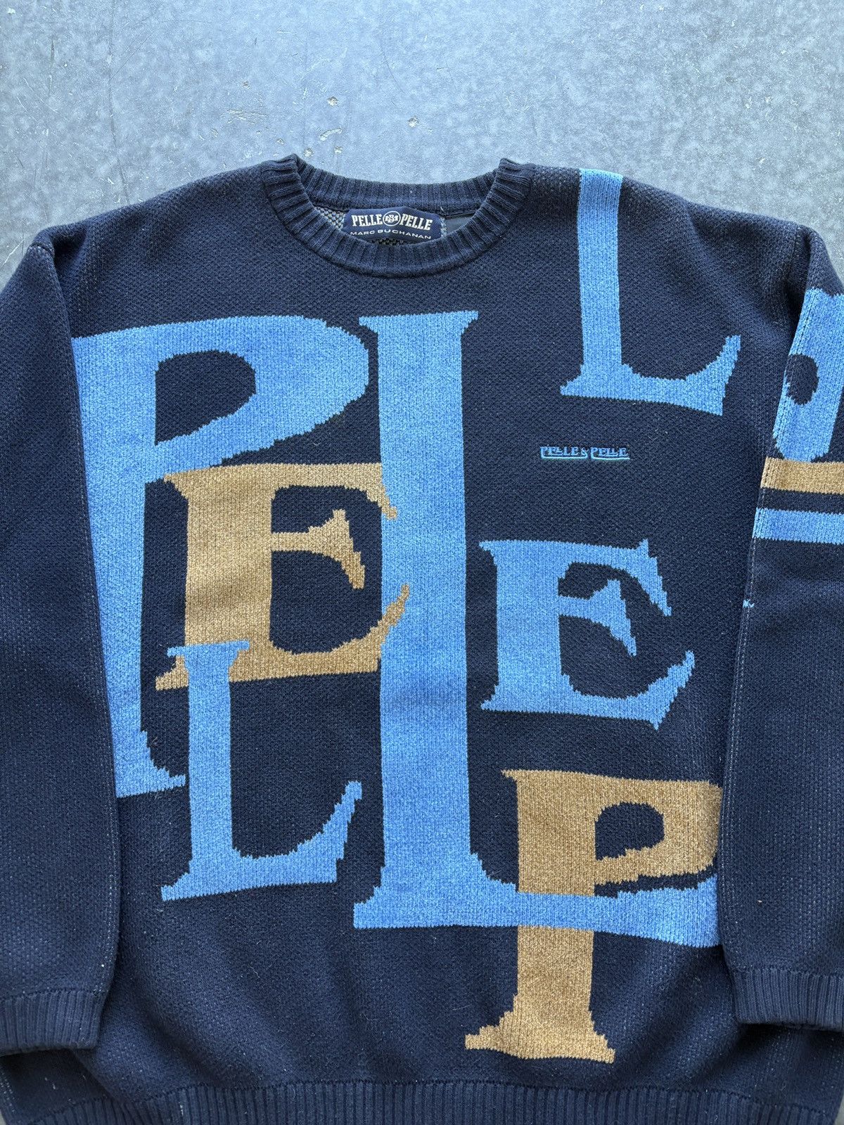 Pelle Pelle Vintage 90s Pelle Pelle Oversized Knit Sweater Size US XXL / EU 58 / 5 - 2 Thumbnail