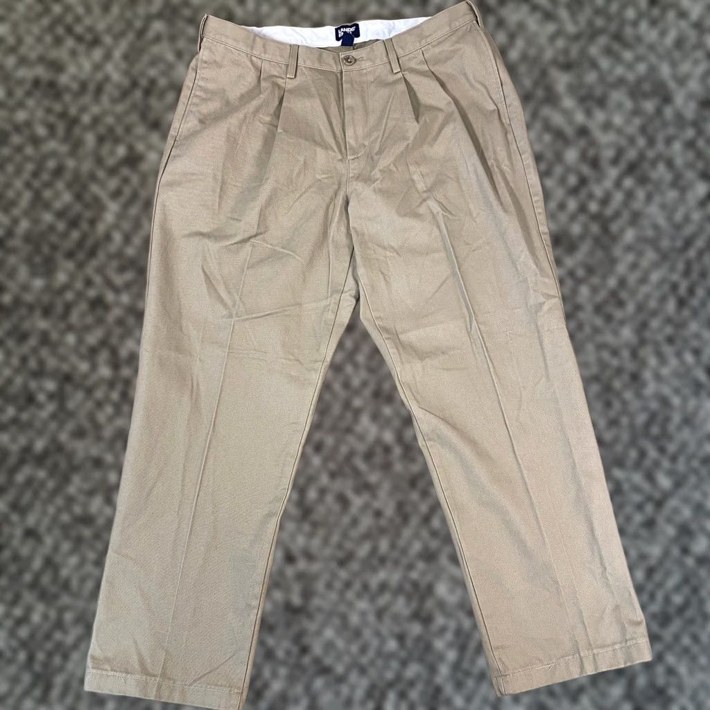 Lands' End Lands' End Mens Chino Pants Pleated Traditional Fit Beige Khaki 38x30 Slim Size US 38 / EU 54 - 1 Thumbnail
