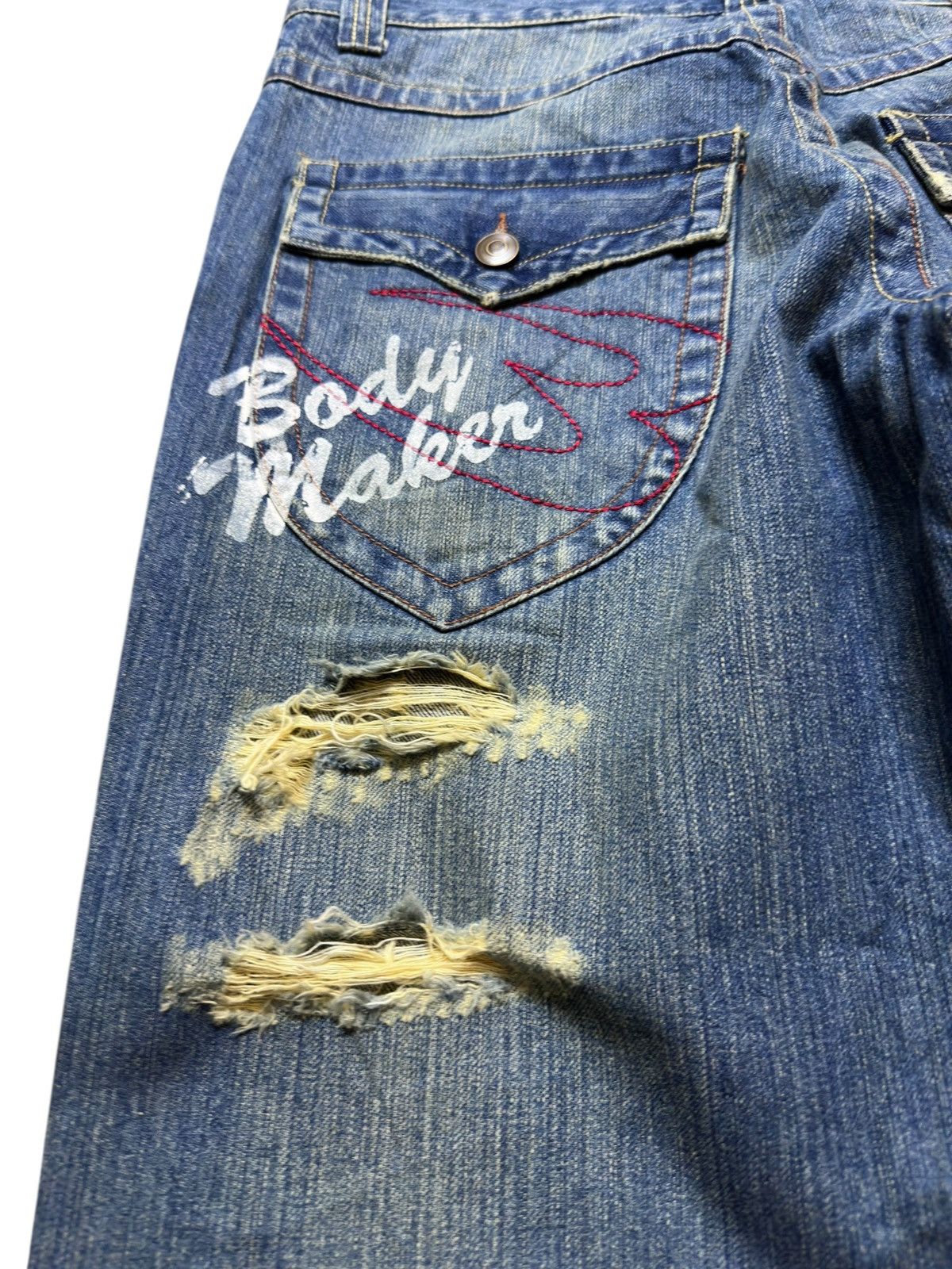 If Six Was Nine Vintage Body Maker Flare Mudwash Grunge Distressed Denim Size US 33 - 8 Thumbnail