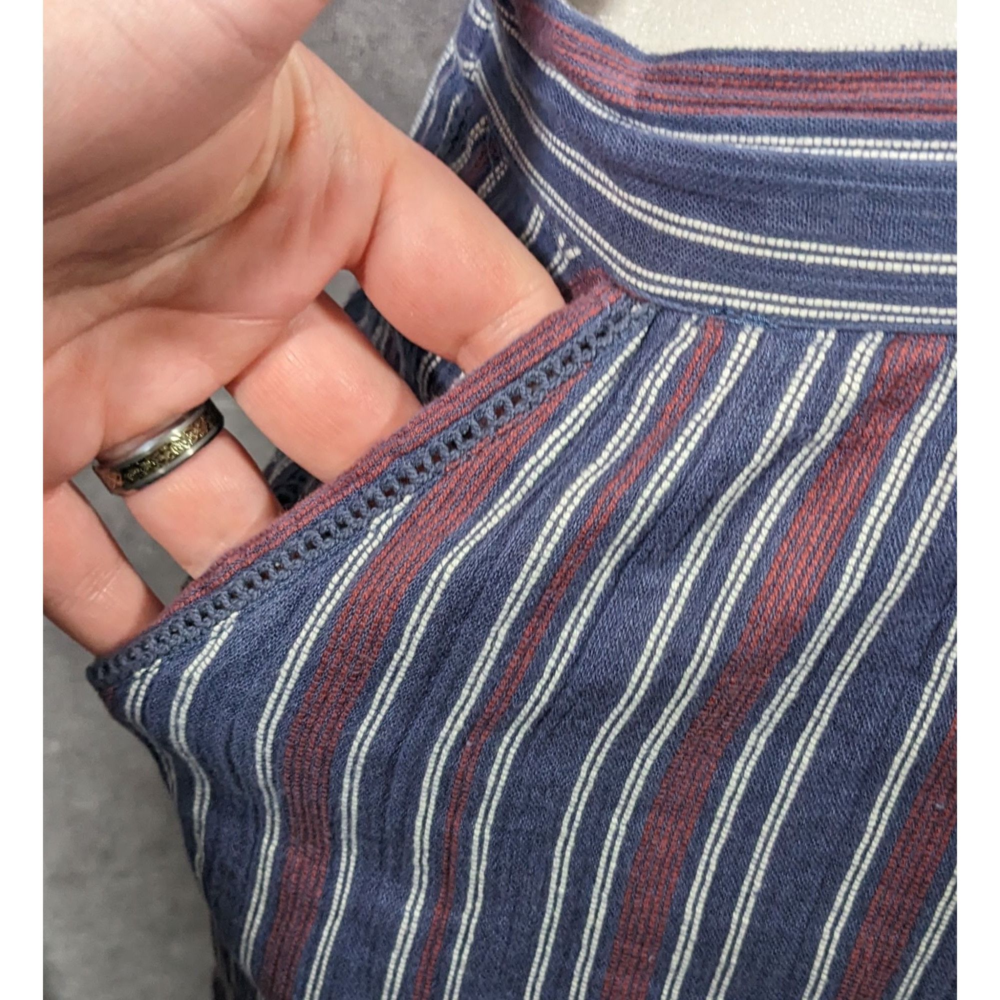 Other Indie & Cold San Sebastian Retro Bohemian Red And Blue Strip Size 29" - 8 Thumbnail