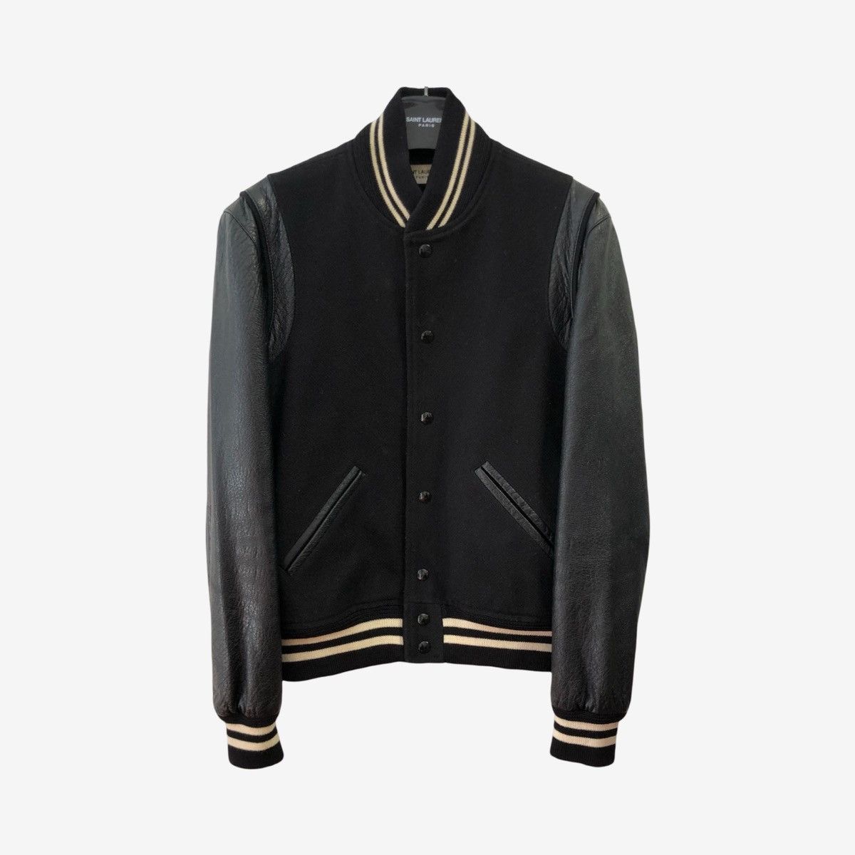 Saint Laurent Paris Saint Laurent Paris Leather Sleeve Teddy Jacket Size US M / EU 48-50 / 2 - 1 Thumbnail