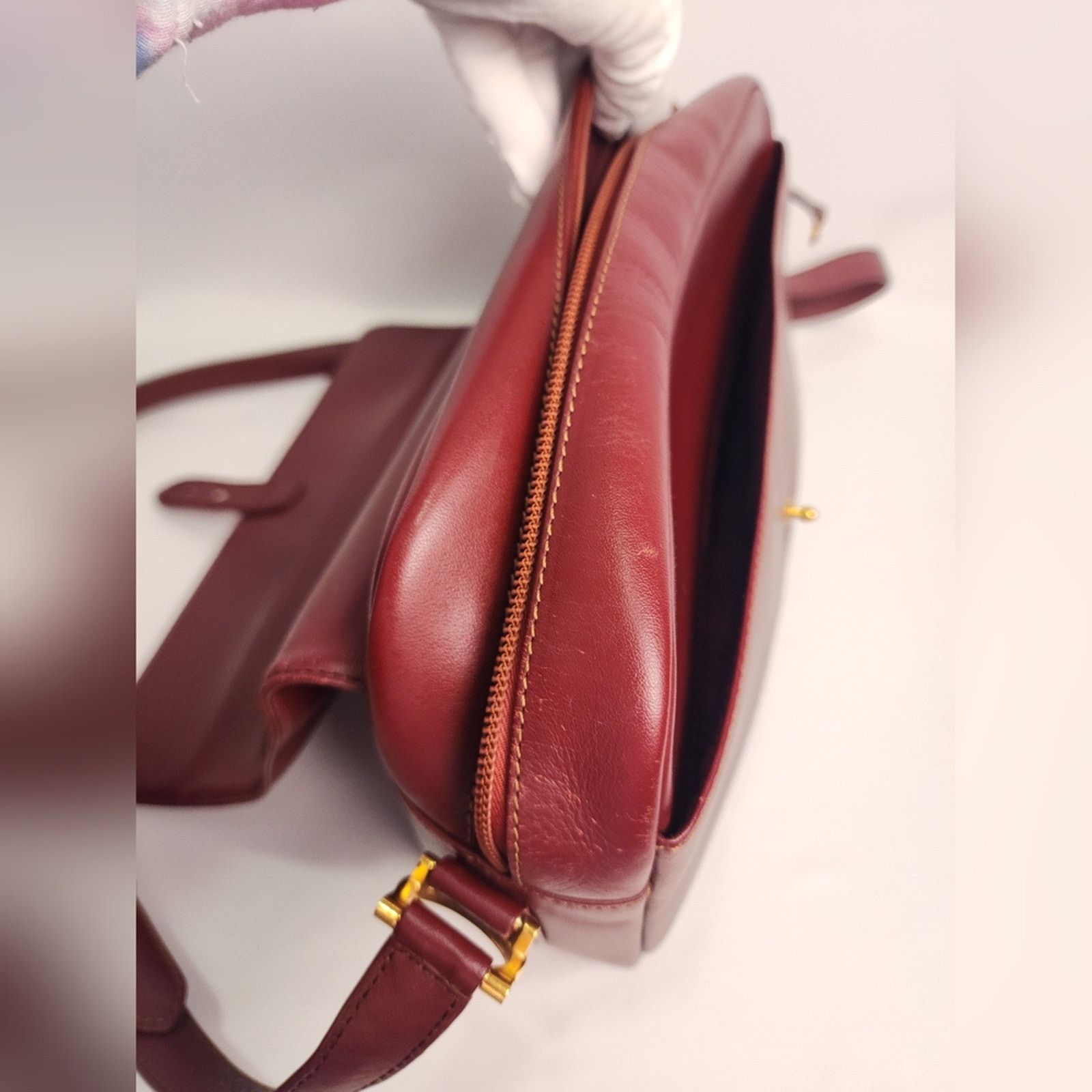 Cartier Cartier Burgundy Bordeaux Leather Shoulder Bag Size ONE SIZE - 10 Thumbnail
