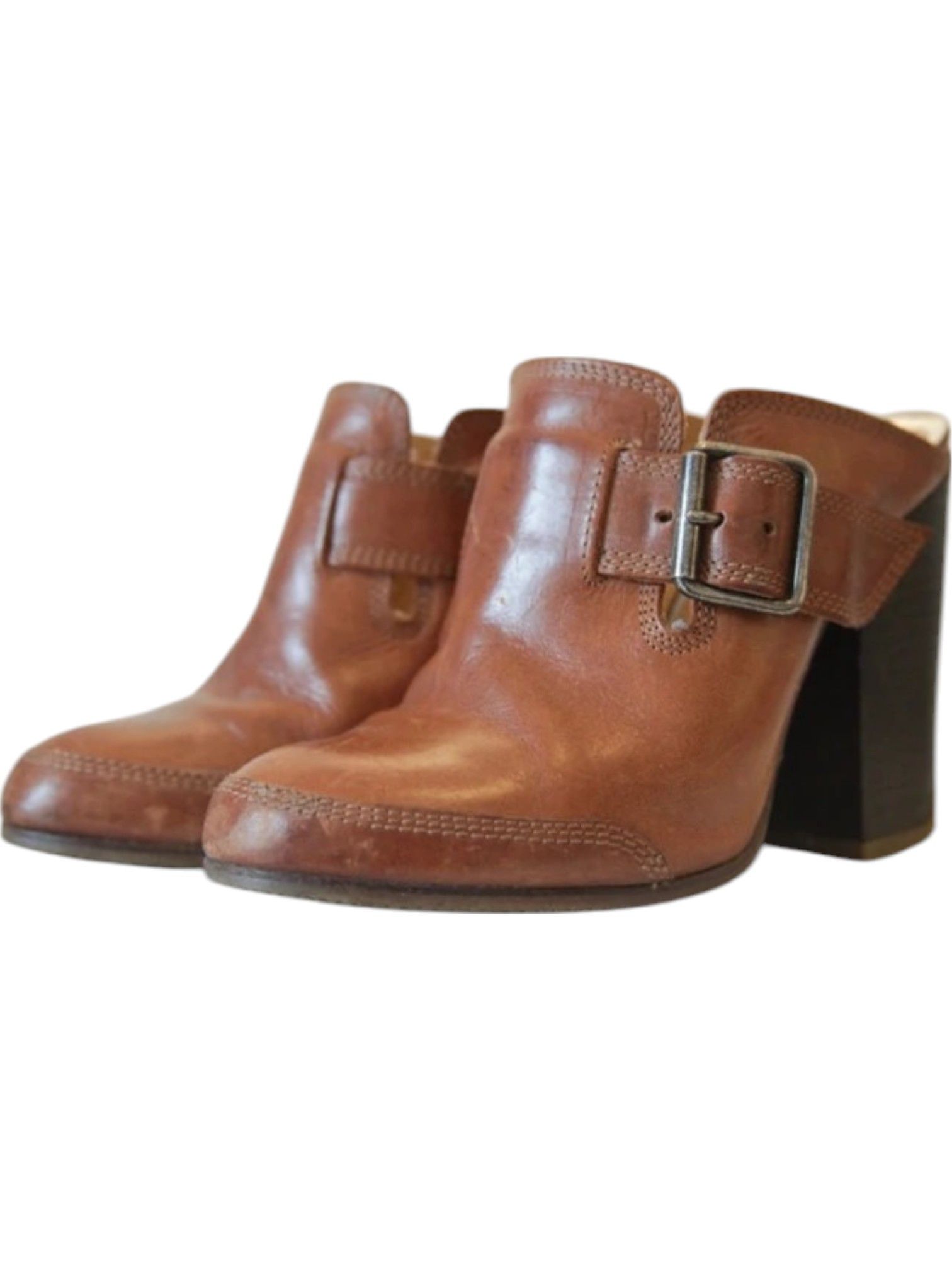 Dries Van Noten Dries Van Noten tan leather mule clogs stacked heel 2000s Size US 9 / IT 39 - 1 Thumbnail