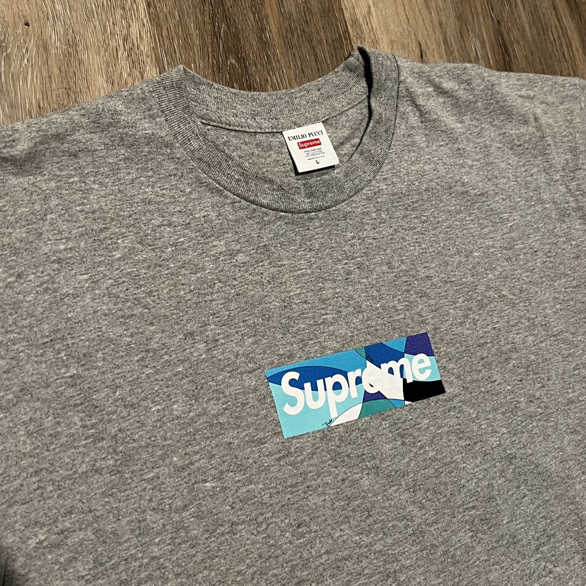 Supreme Supreme Emilio Pucci Box Logo Tee Blue bogo t shirt Size US L / EU 52-54 / 3 - 11 Thumbnail