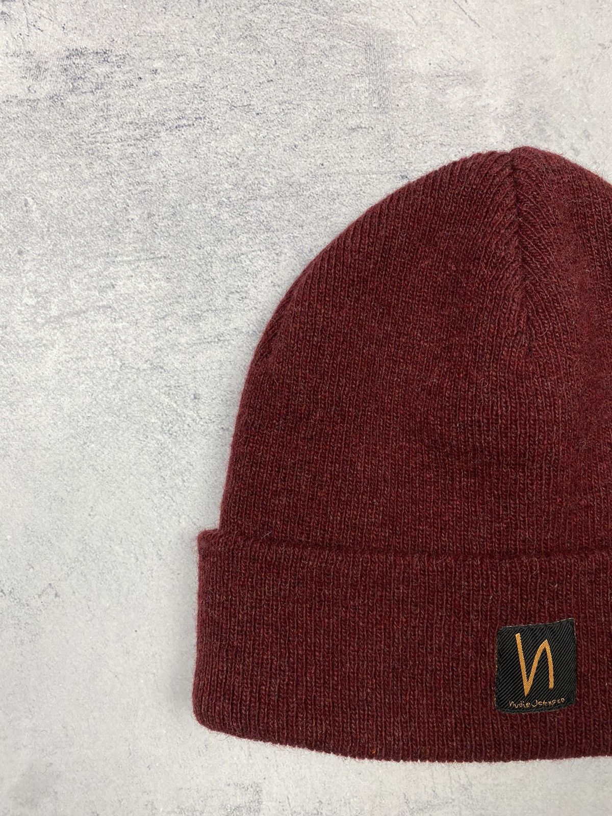 Nudie Jeans Nudie Jeans Ribbed Wool Beanie Hat Maroon Burgundy Size ONE SIZE - 3 Thumbnail