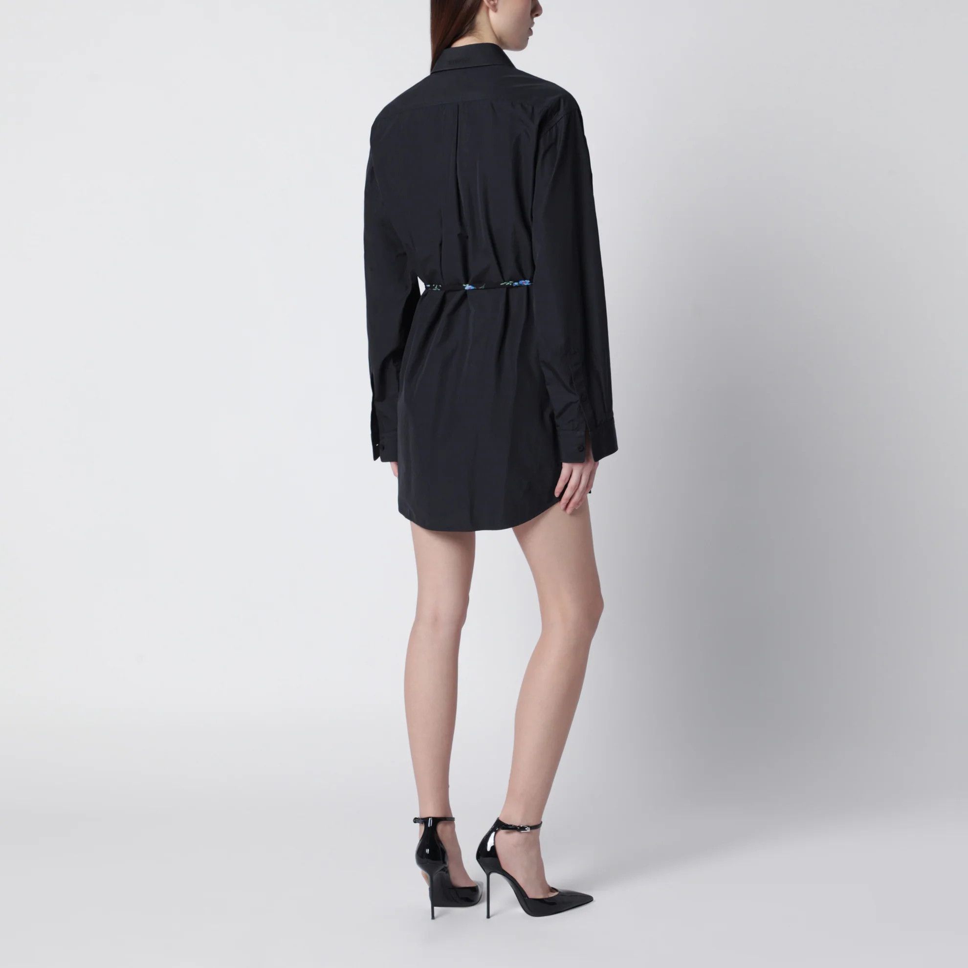 Balenciaga o1d2blof0426 Short Dress With Belt In Black Size XS / US 0-2 / IT 36-38 - 3 Thumbnail