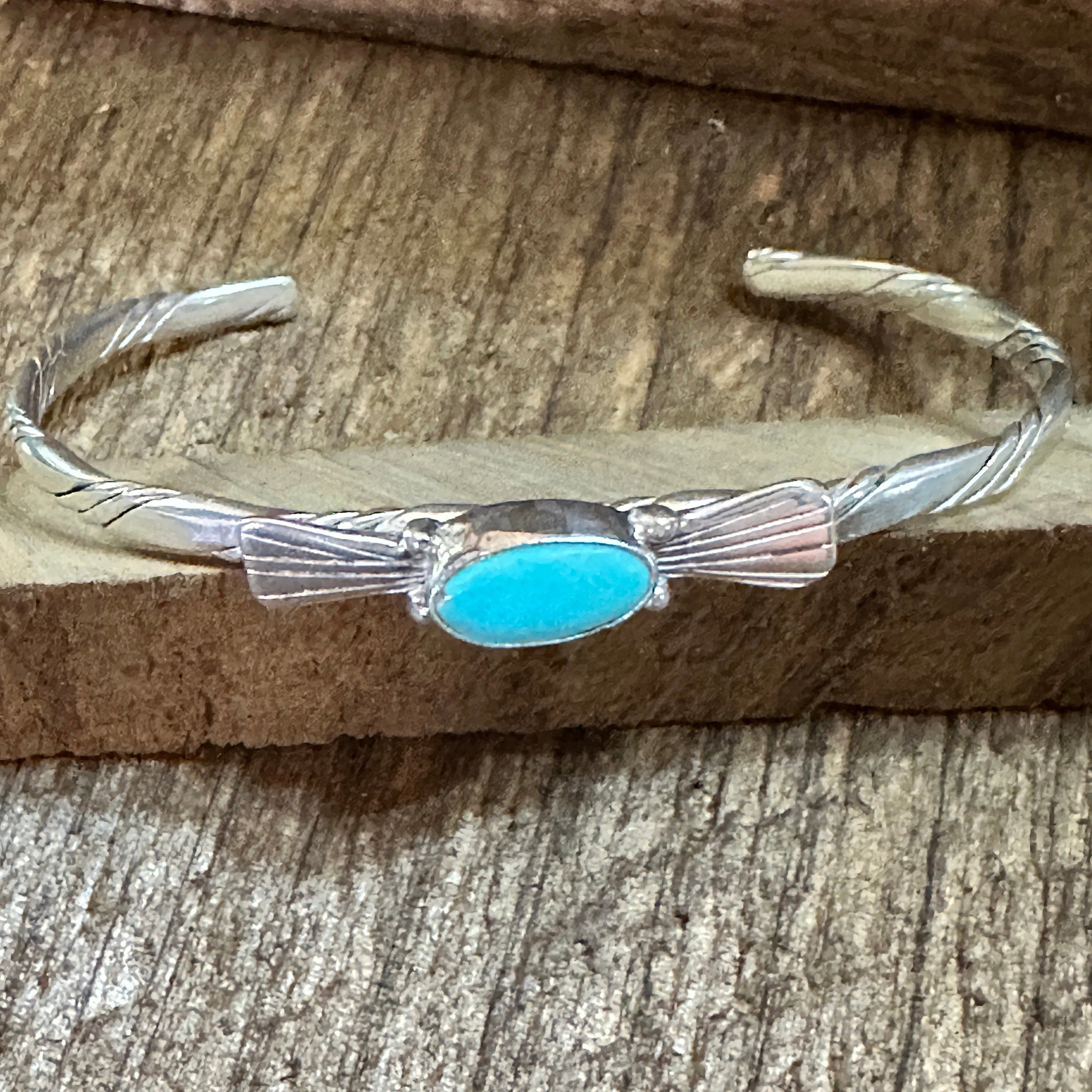 Other Handmade Navajo Sterling Silver & Kingman Turquoise Cuff Bra Size ONE SIZE - 3 Thumbnail
