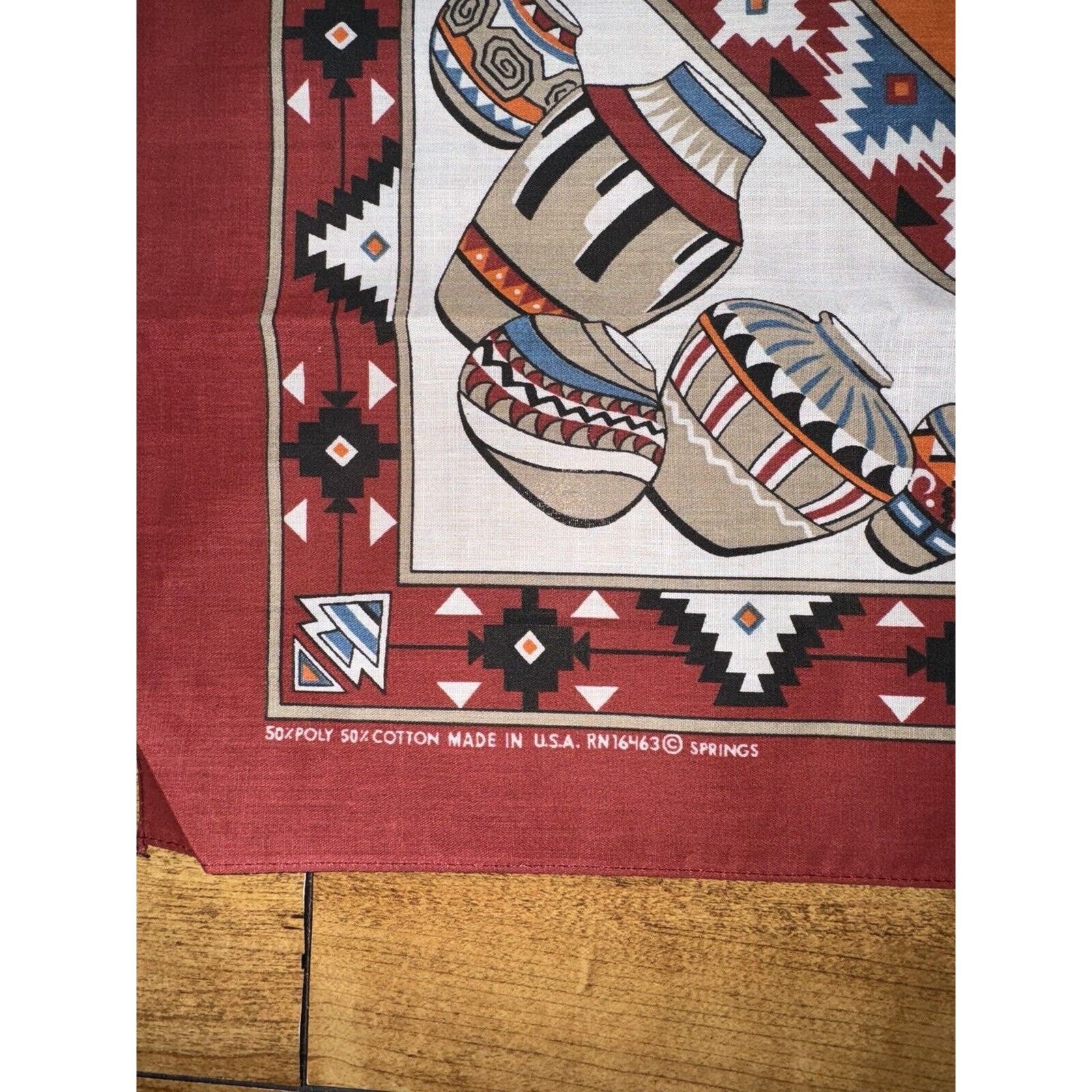 Vintage Vintage Native American Maroon Pocket Square Western Style Size ONE SIZE - 2 Thumbnail