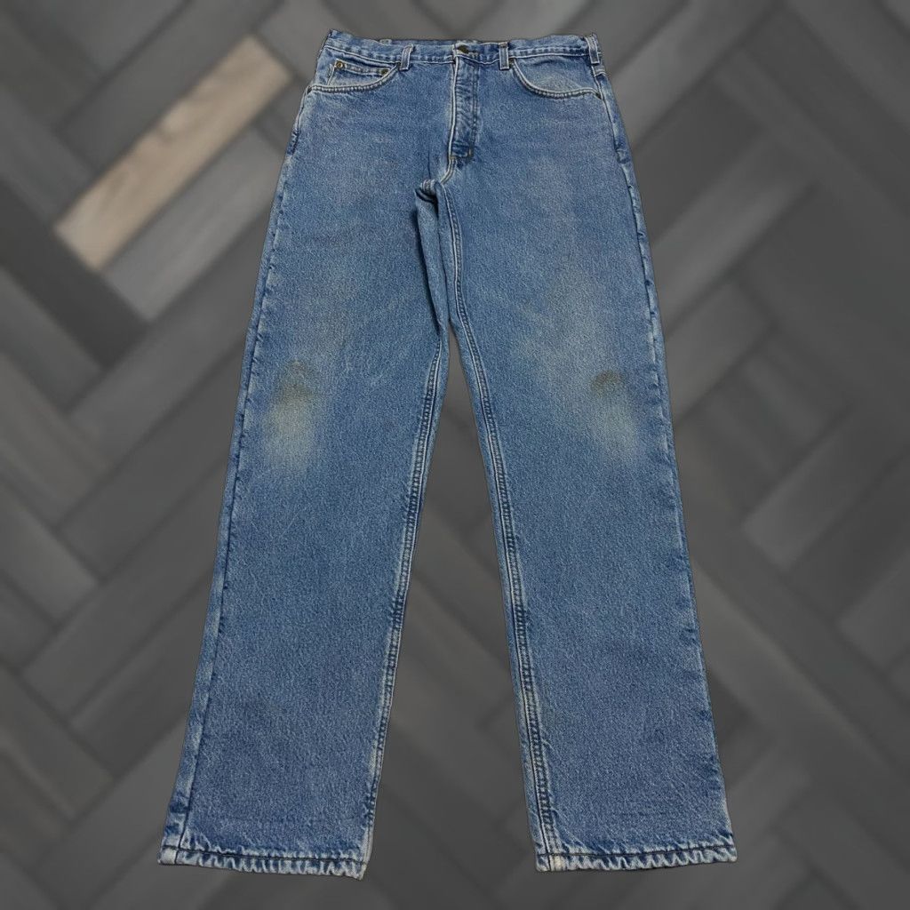 Carhartt Carhartt Jeans - 34x34 - Blue - Lined - 5-Pocket - Denim - Straight - Relaxed - B155 DST - Men's - 34in inseam Size US 34 / EU 50 - 1 Thumbnail