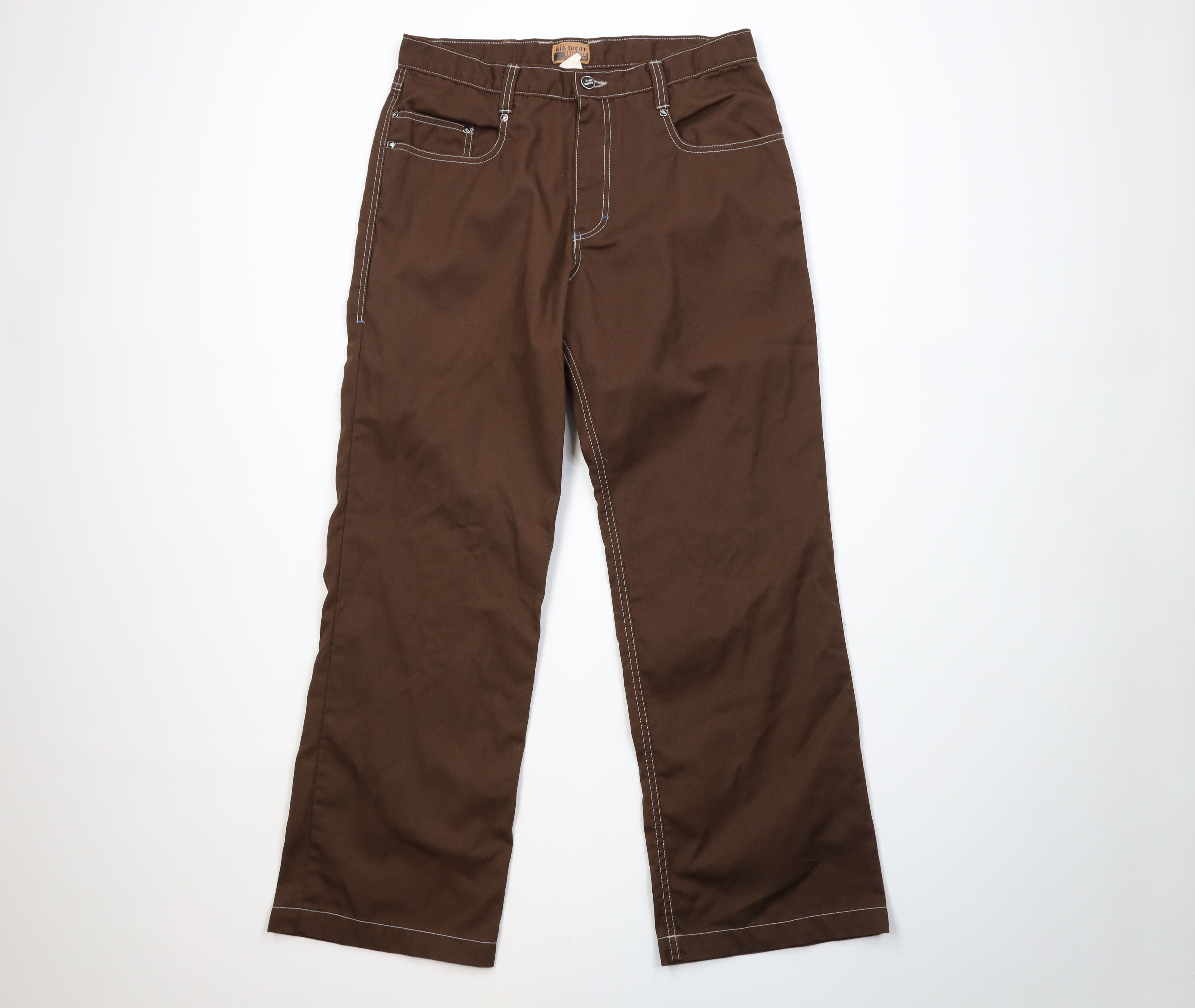 Vintage Vintage 90s Y2K Kikwear Wide Leg Skateboard Pants Brown USA Size US 34 / EU 50 - 1 Thumbnail