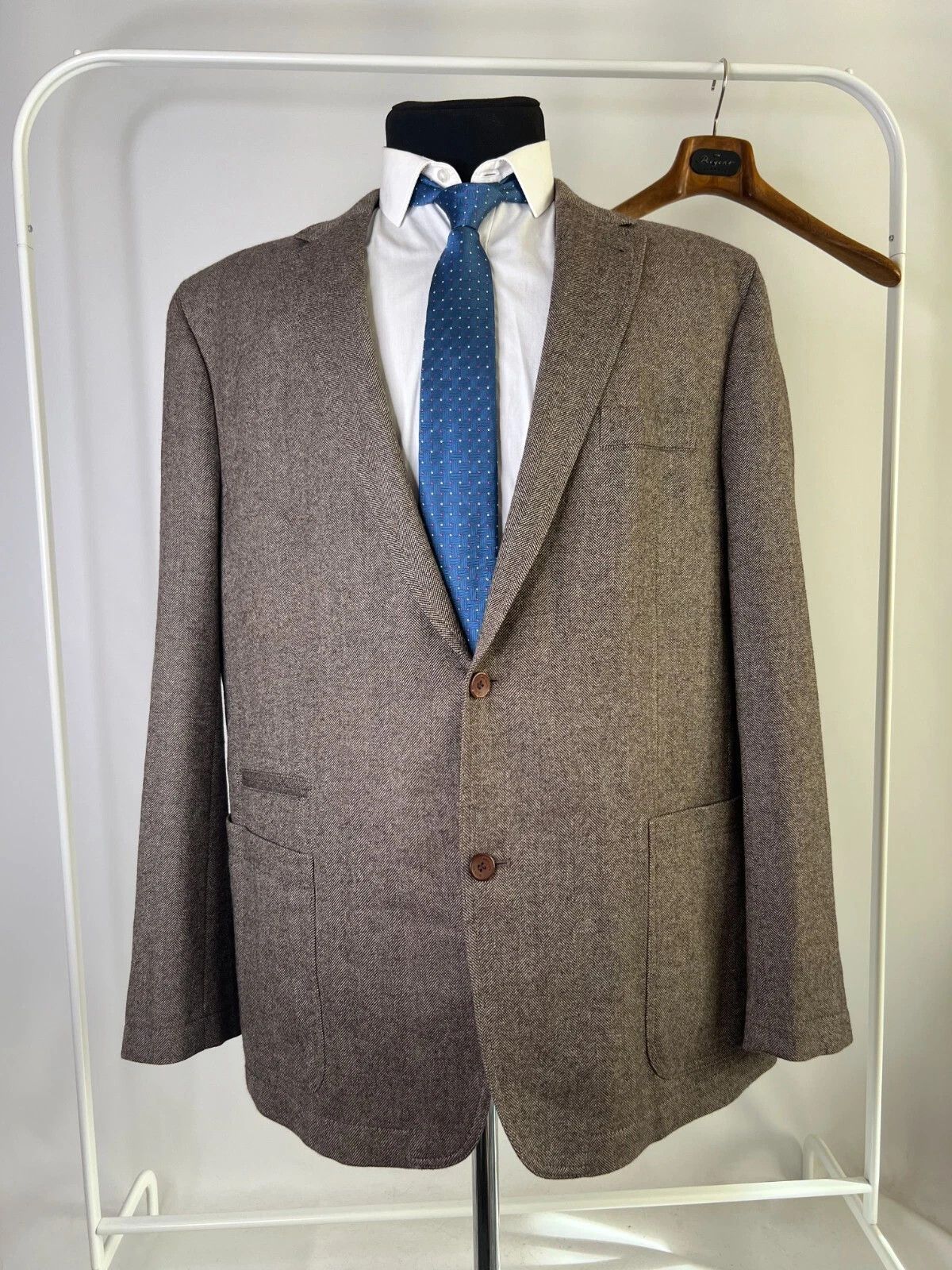 Other MARIO BARUTTI Wool Tweed Light Brown Men's Jacket Blazer Size 48R - 1 Thumbnail