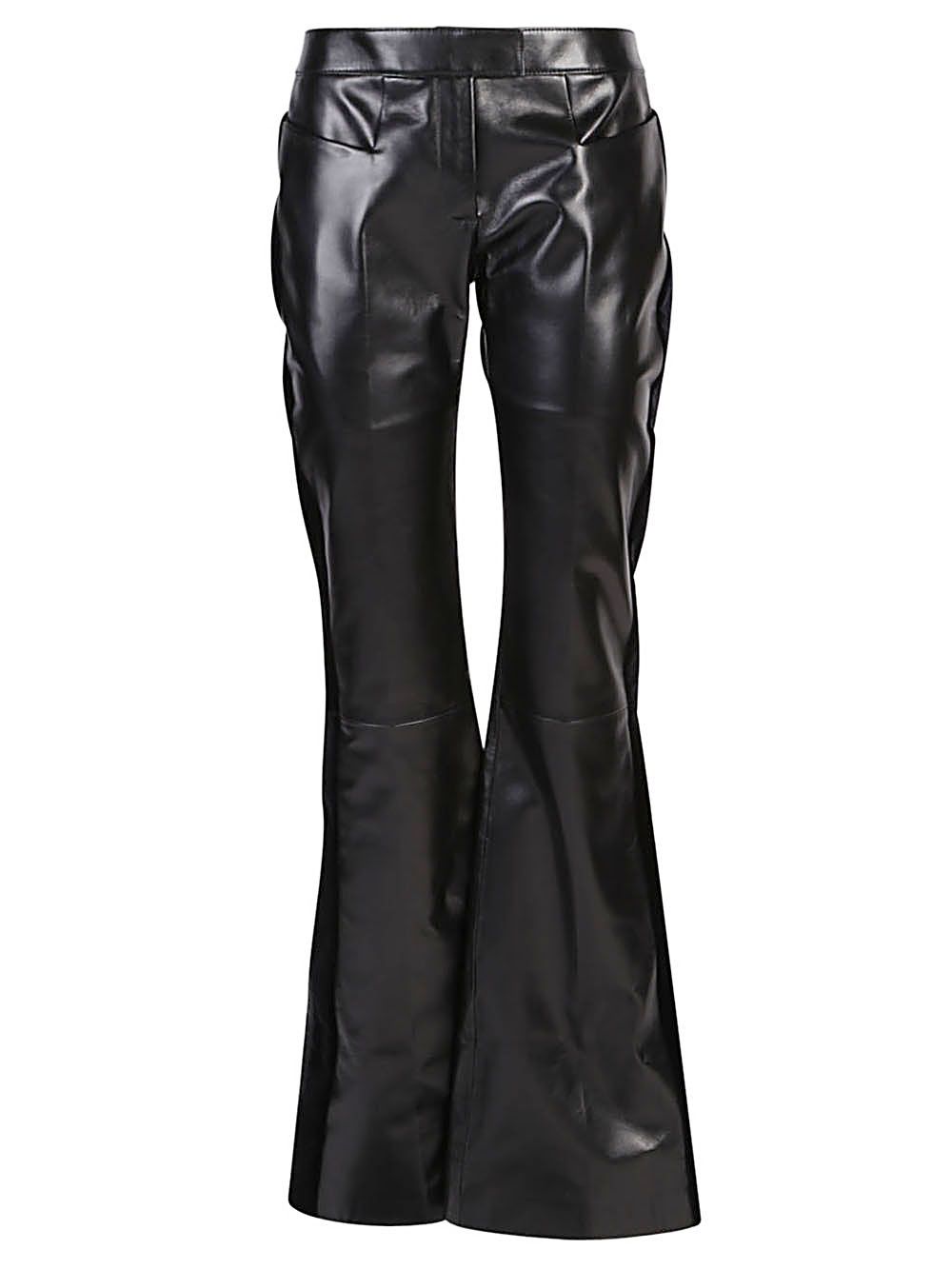 Tom Ford FLARED LEATHER AND VELVET TROUSERS Size 27" / US 4 / IT 40 - 1 Thumbnail