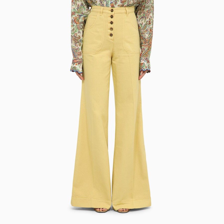 Etro o1d2blof0824 Denim Flared Trousers in Yellow Size 27" / US 4 / IT 40 - 1 Thumbnail