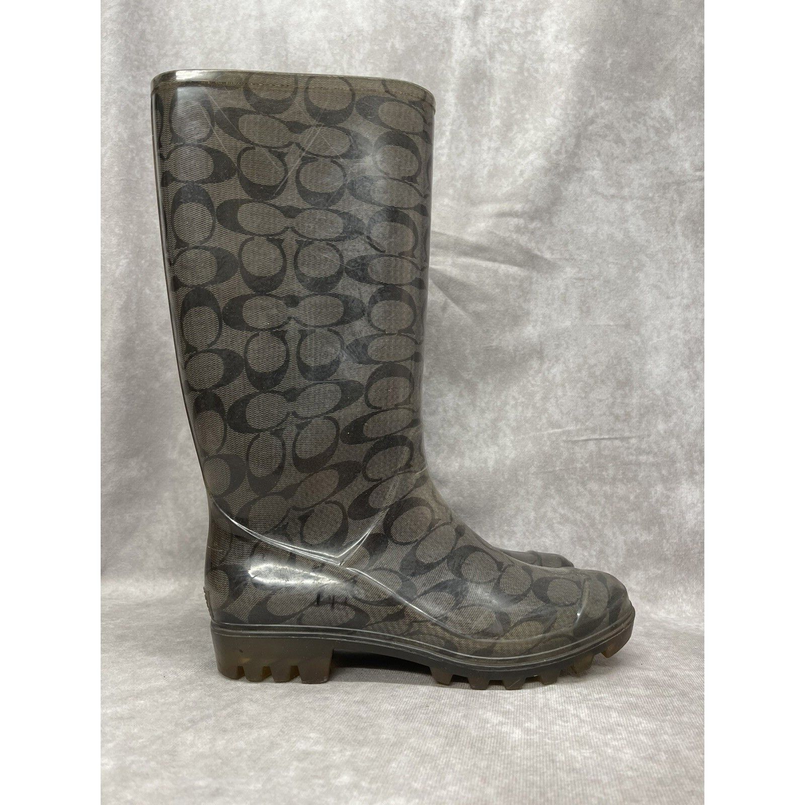 Coach Coach Pixie Signature Rubber Rain Boots Size 7 Black Gray Size US 7 / IT 37 - 2 Thumbnail