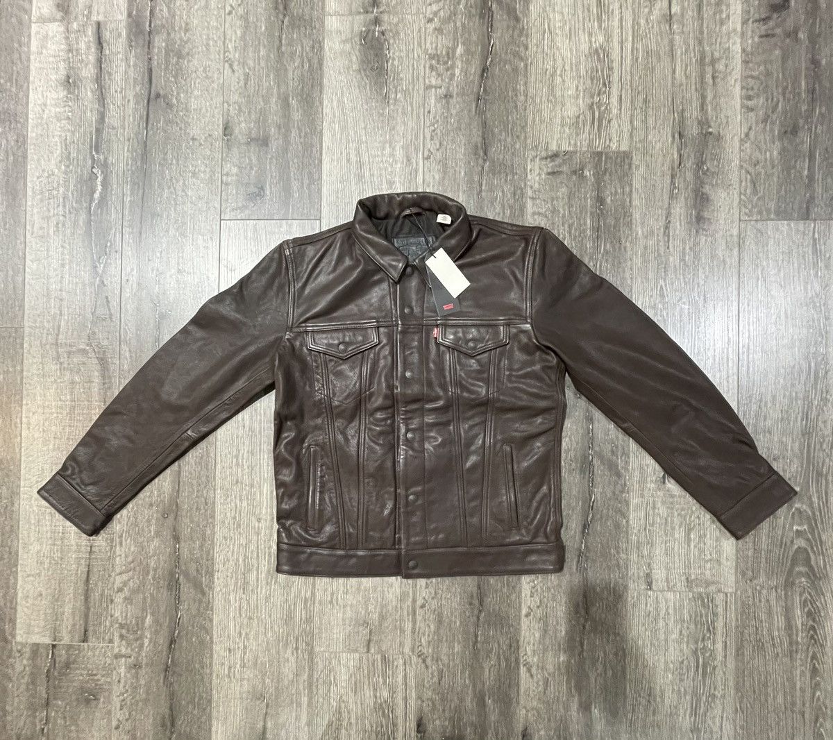 Vintage Levis Heavy Genuine Leather Trucker Jacket