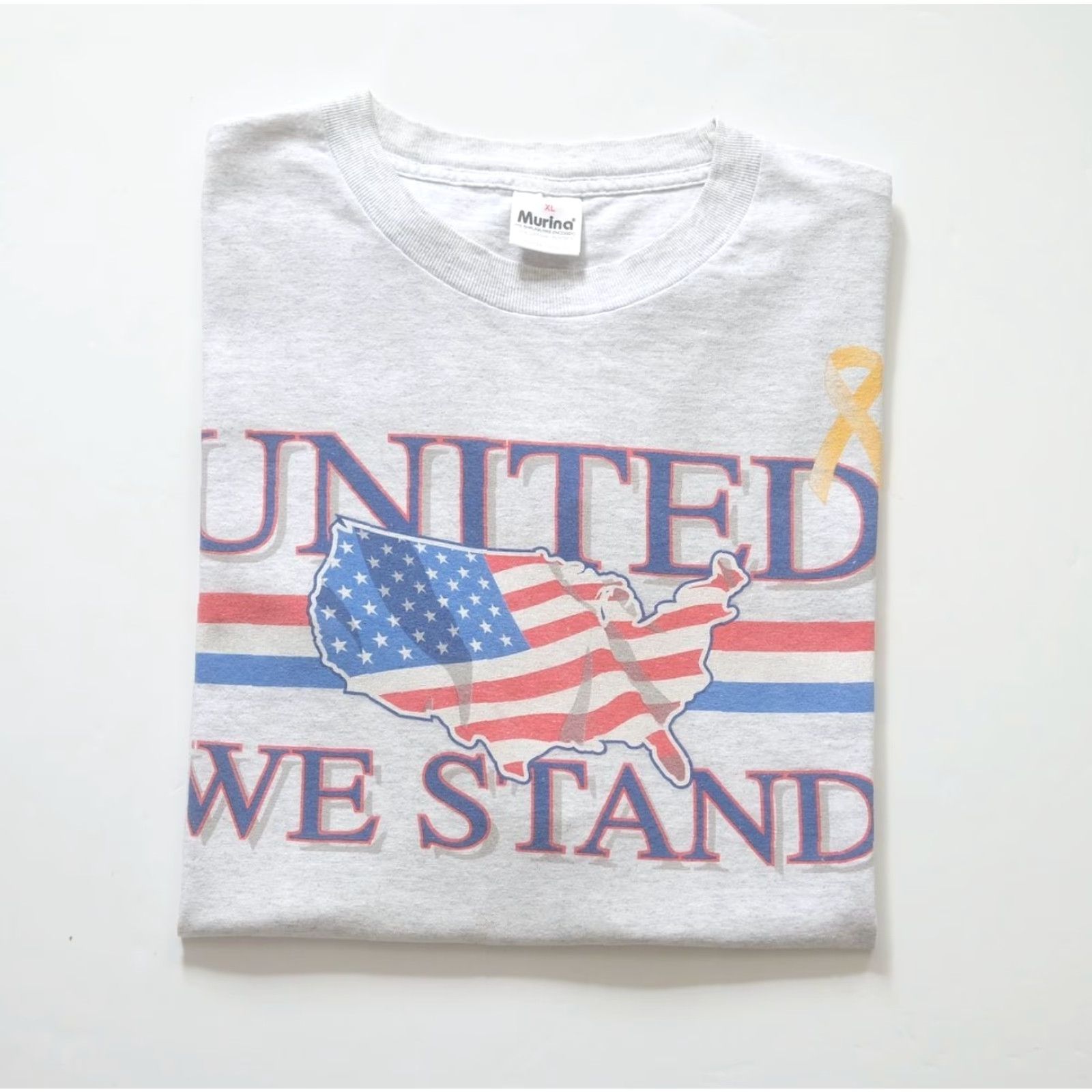 Vintage VINTAGE USA MADE VTG 90s COTTON FLAG UNITED WE STAND GRAY T SHIRT XL Mens Size US XL / EU 56 / 4 - 4 Thumbnail