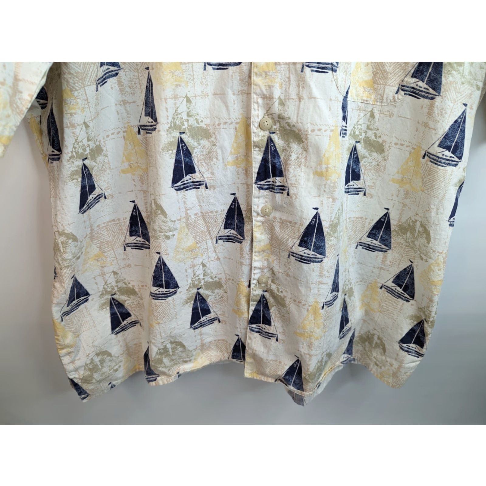 Vintage Natural Issue Mens XLT Short Sleeve Nautical Sail Boats Shirt Size US XL / EU 56 / 4 - 5 Thumbnail