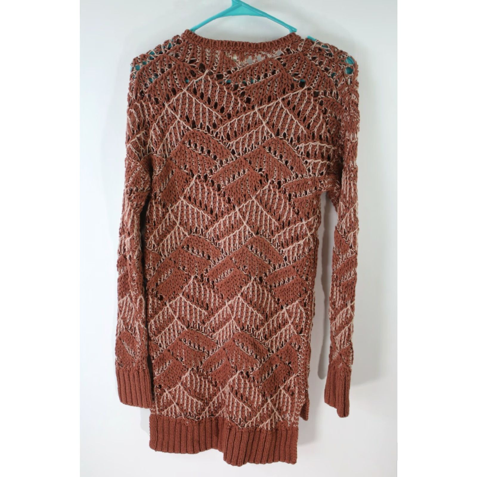 Vintage Universal Thread Tunic Sweater Women Open Stitch Brown Size M Adult Medium Cable Knit Hi-Low Hem Size M / US 6-8 / IT 42-44 - 2 Thumbnail