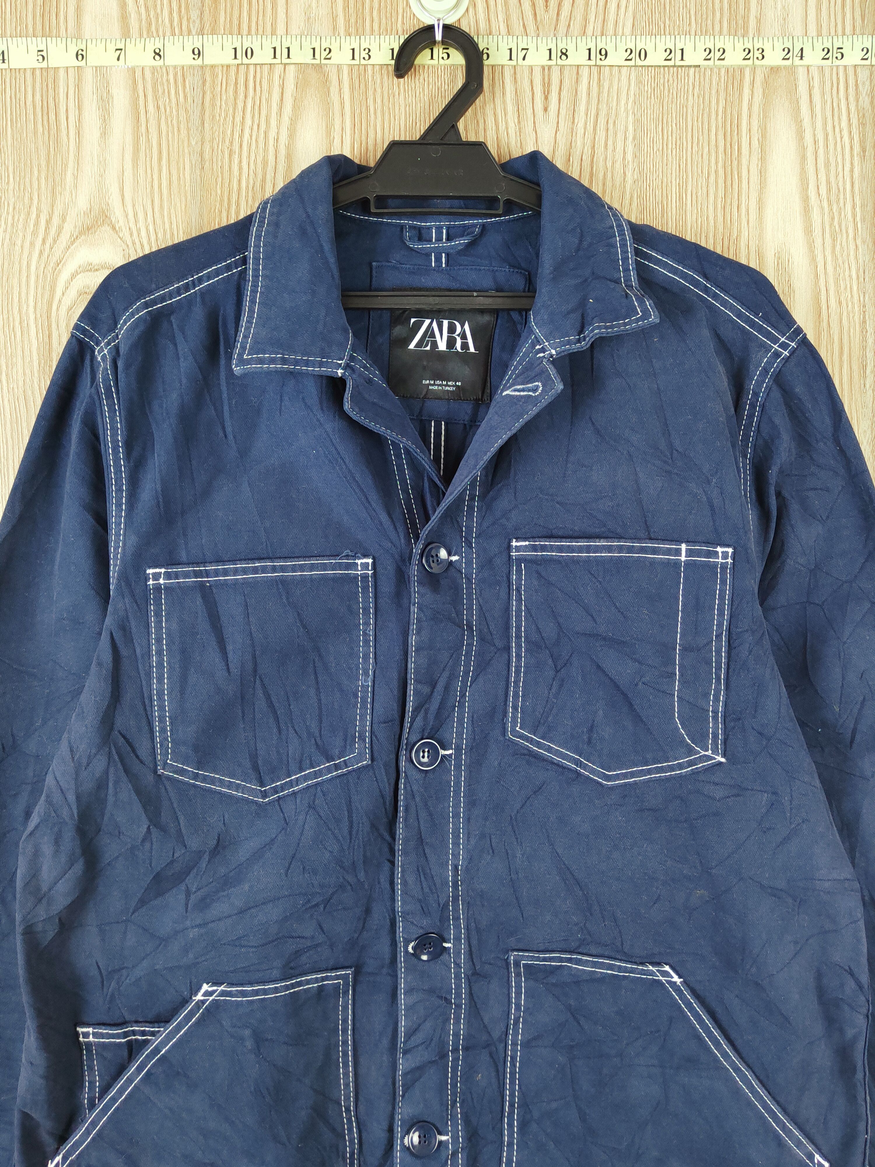 Vintage × Zara Zara Navy Long Sleeve Button Up Shirts (jeans design) Size US M / EU 48-50 / 2 - 2 Thumbnail