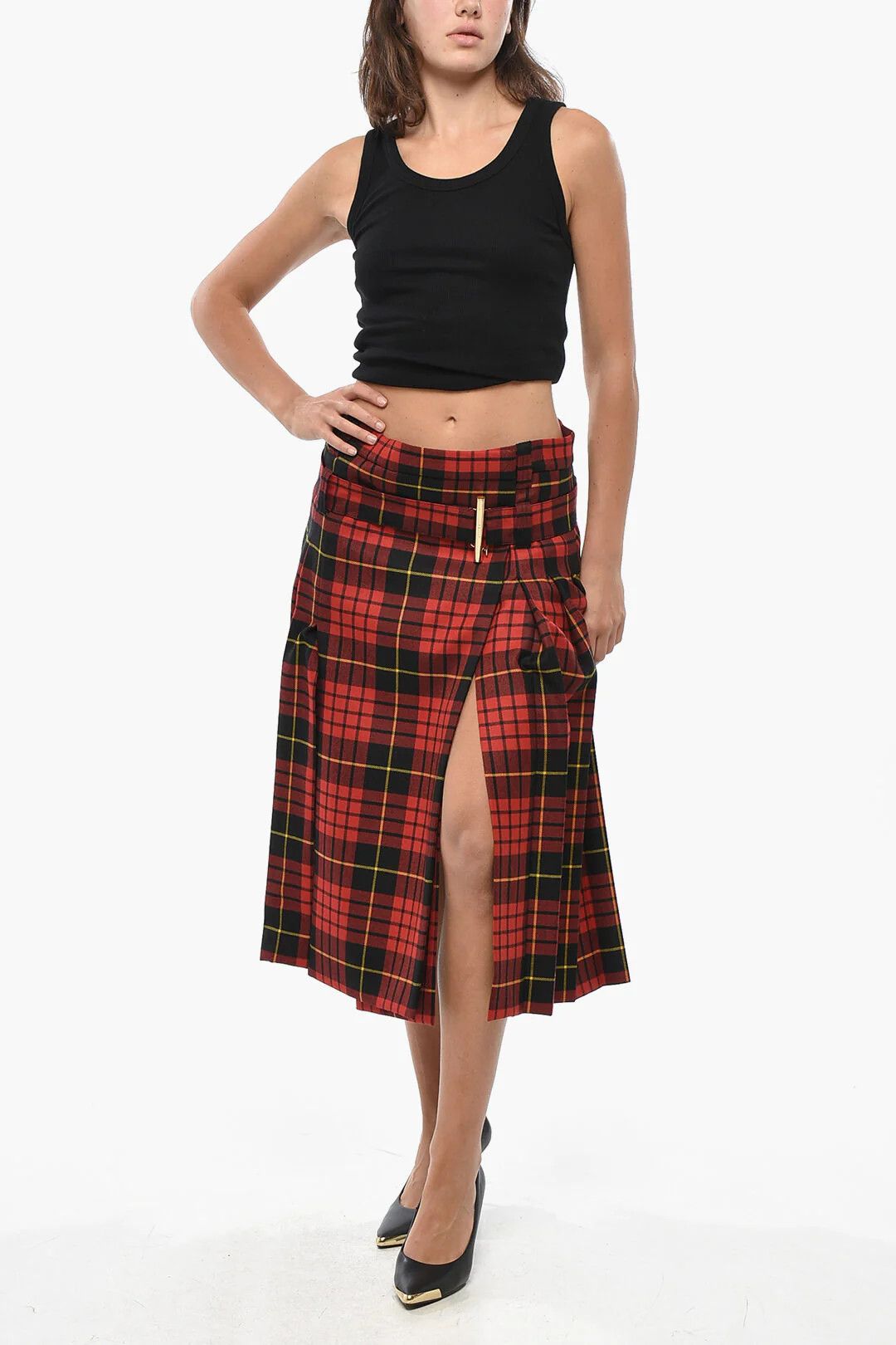 Alexander McQueen og1mm0426 Tartan Midi Wrap Skirt in Red Size 26" / US 2 / IT 38 - 4 Thumbnail