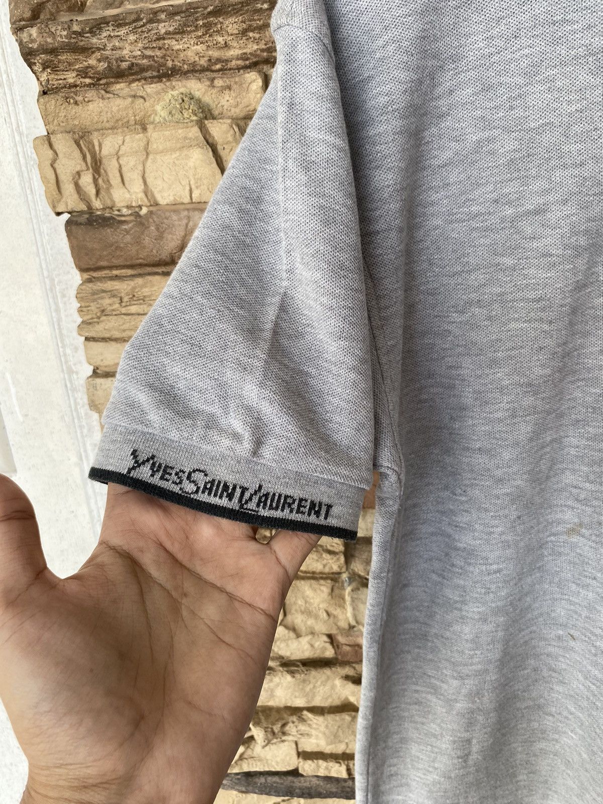 Yves Saint Laurent Yves Saint Laurent Grey Logo Collar Polo Size US S / EU 44-46 / 1 - 2 Thumbnail