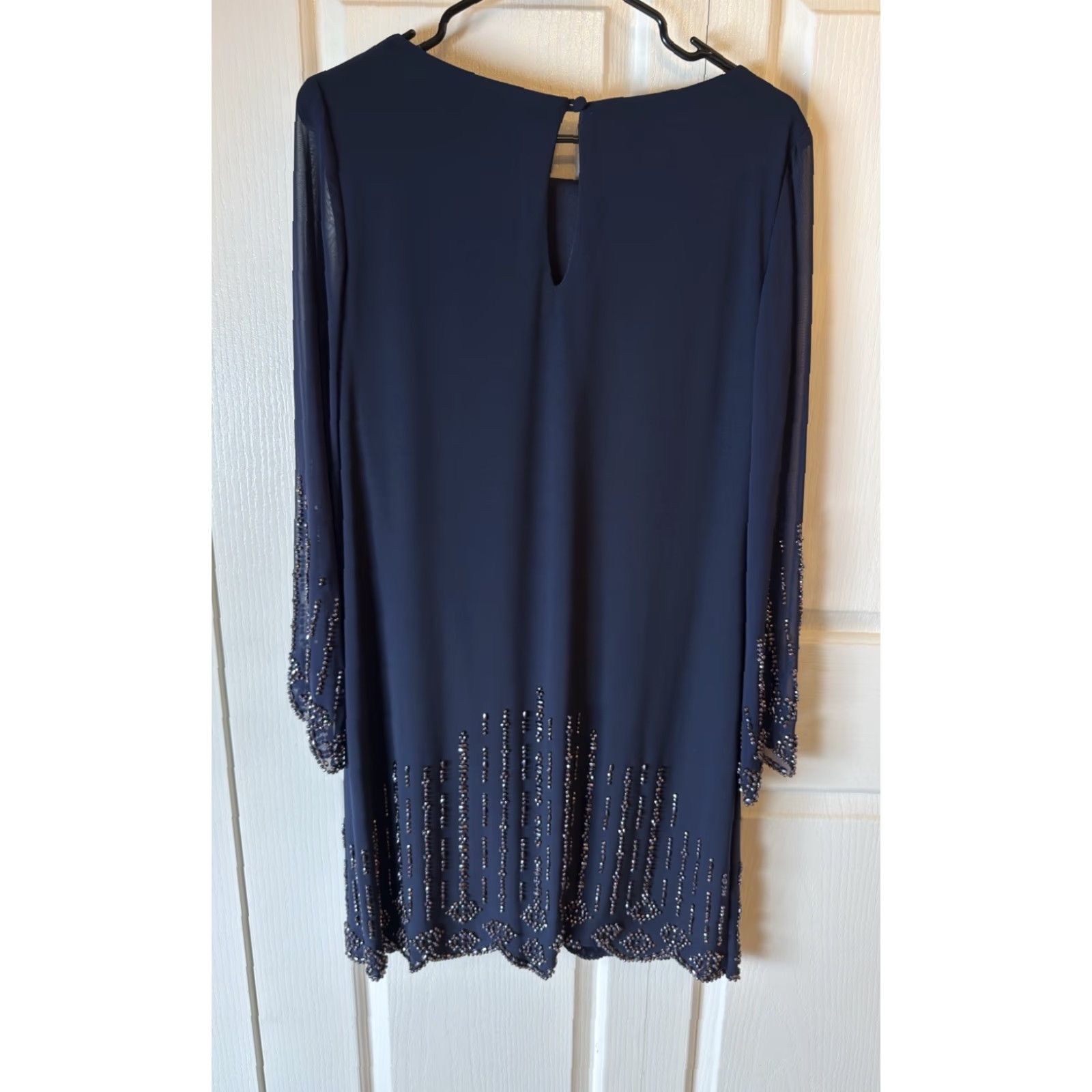 Vintage XSCAPE Long Sleeve Beaded Dress Navy Blue Size 12 Size XL / US 12-14 / IT 48-50 - 2 Thumbnail