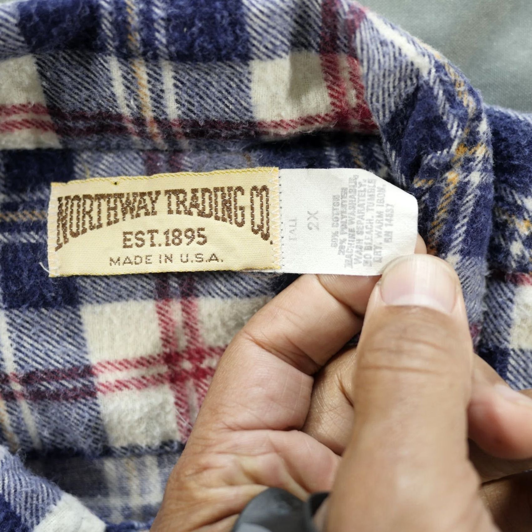 Vintage VINTAGE Northway Trading Co Shirt Mens XXL Blue White Flannel USA Made Heritage Size US XXL / EU 58 / 5 - 4 Thumbnail