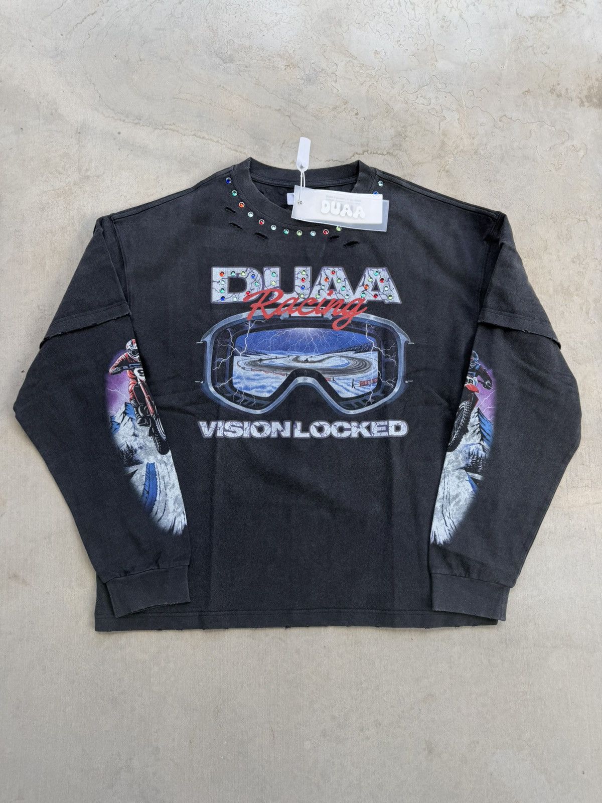 DUA Racing “Vision Locked” Rhinestone Long Sleeve Tee Medium