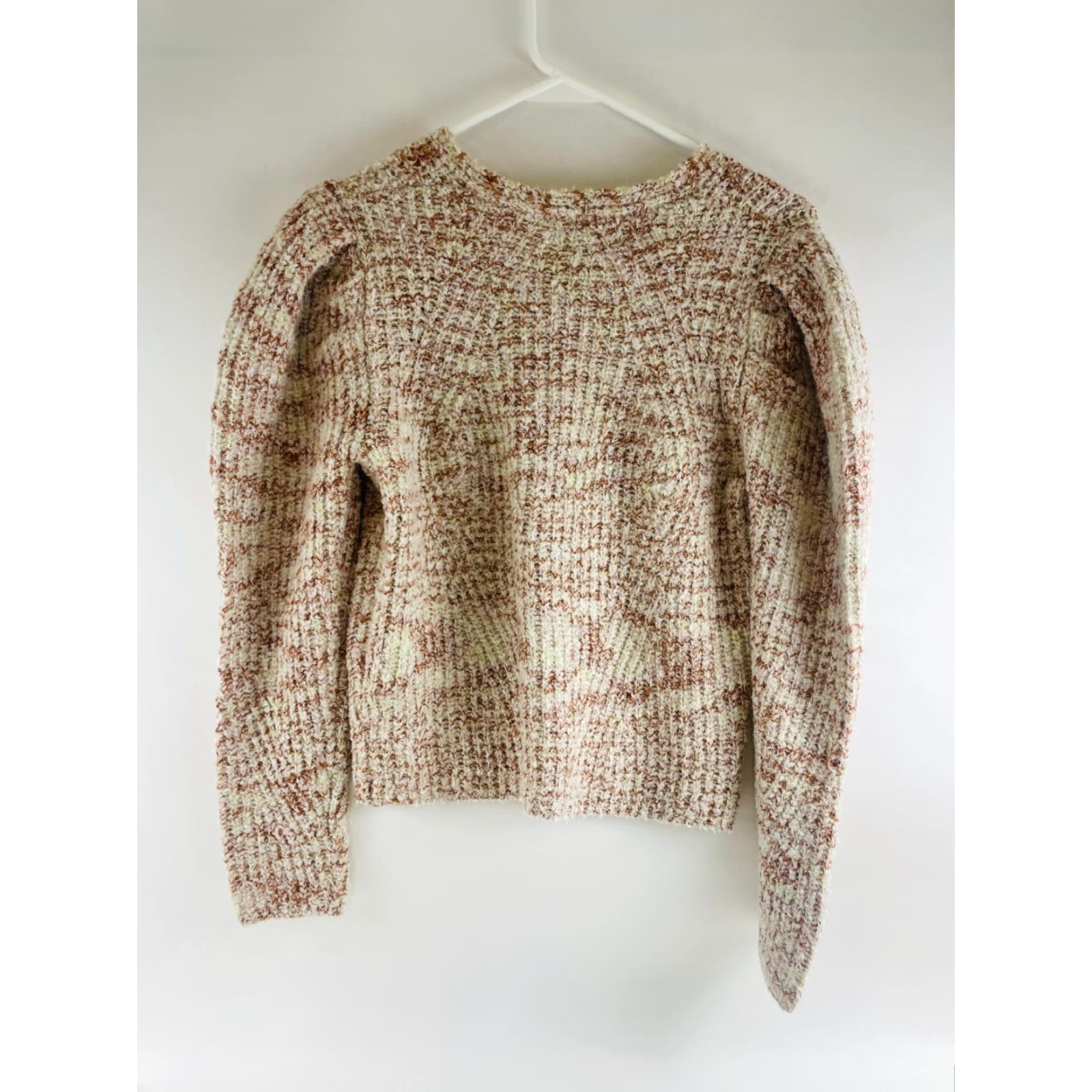 Vintage Universal Thread Sweater Womens Size Small Pink White Cream Pullover Puff Sleeve Size S / US 4 / IT 40 - 2 Thumbnail