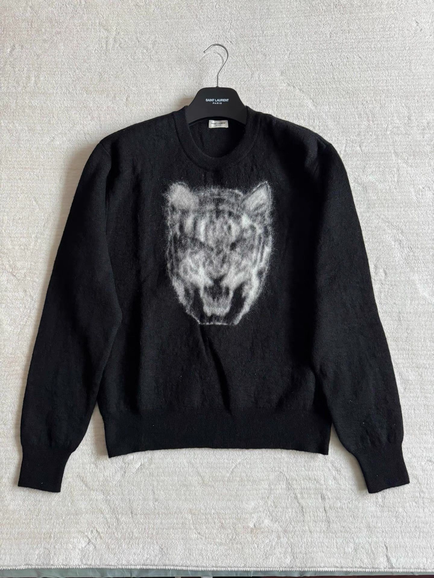 Saint Laurent Paris SLP 16AW Black Woven Mohair Wool Brushed Tiger Head K33 Size US M / EU 48-50 / 2 - 1 Thumbnail