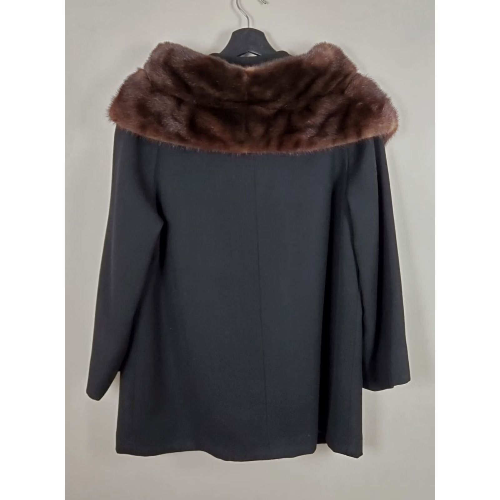Vintage VINTAGE Schultz Brothers of Boston Anglo Fabrics Wool Coat Mink Collar Women M Black Overcoat Size M / US 6-8 / IT 42-44 - 5 Thumbnail