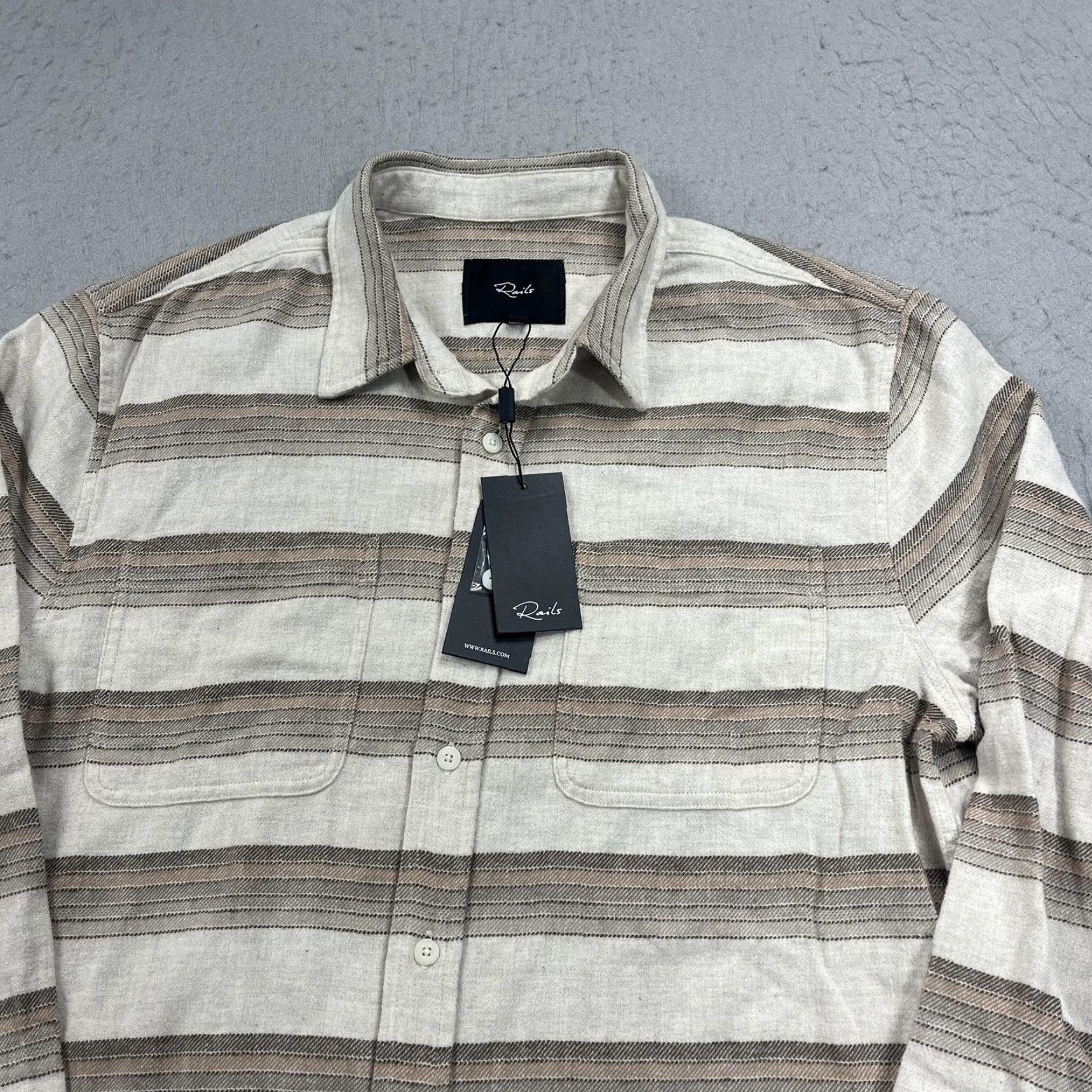 Rails Rails Shirt Mens Medium Beige Sunset Ivan Canteen Stripe Long Sleeve Button NWT Size US M / EU 48-50 / 2 - 3 Thumbnail